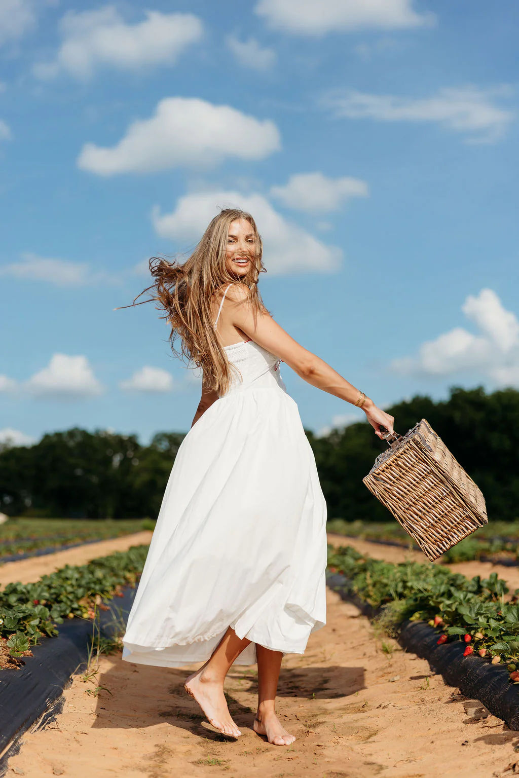Cerise Maxi Dress in White/Red - Image 13