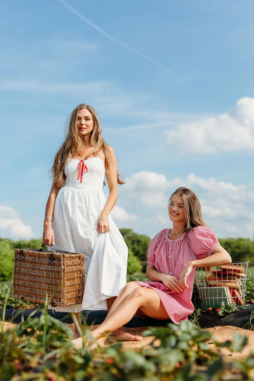 Cerise Maxi Dress in White/Red - Image 3