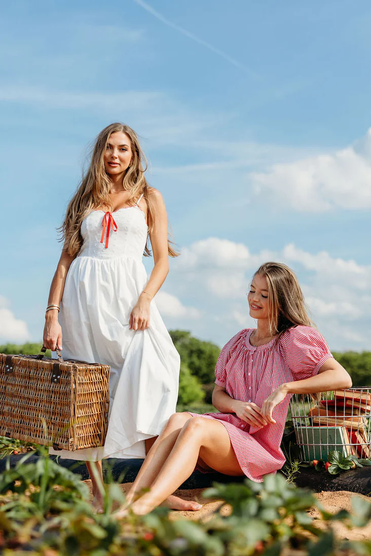 Cerise Maxi Dress in White/Red - Image 9