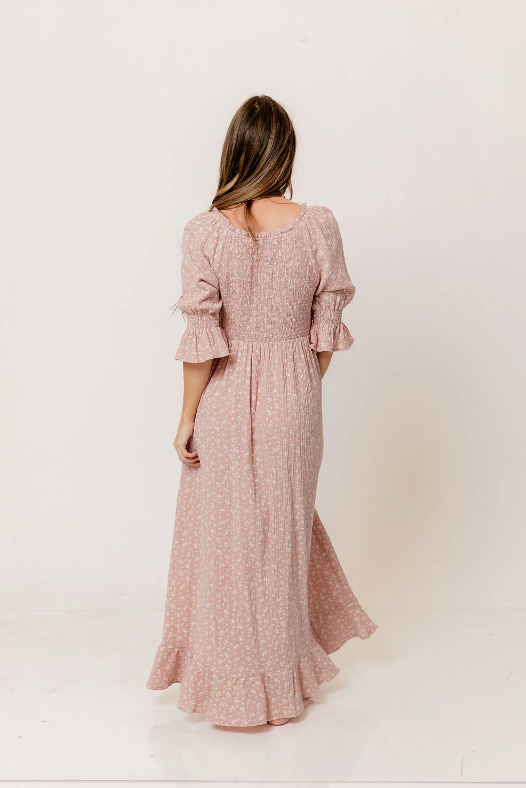 Sienna 100% Cotton Puff Sleeve Maxi Dress in Rose Foliage  - Bump Friendly - Image 4