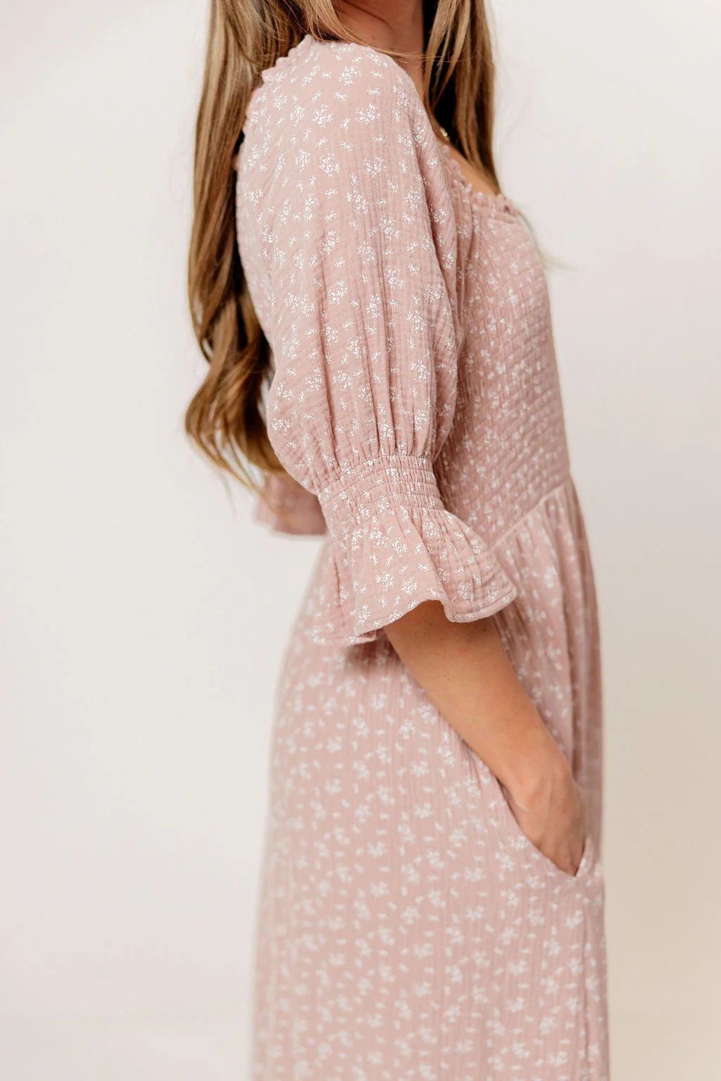 Sienna 100% Cotton Puff Sleeve Maxi Dress in Rose Foliage  - Bump Friendly - Image 7