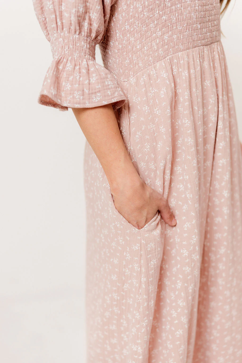 Sienna 100% Cotton Puff Sleeve Maxi Dress in Rose Foliage  - Bump Friendly - Image 8