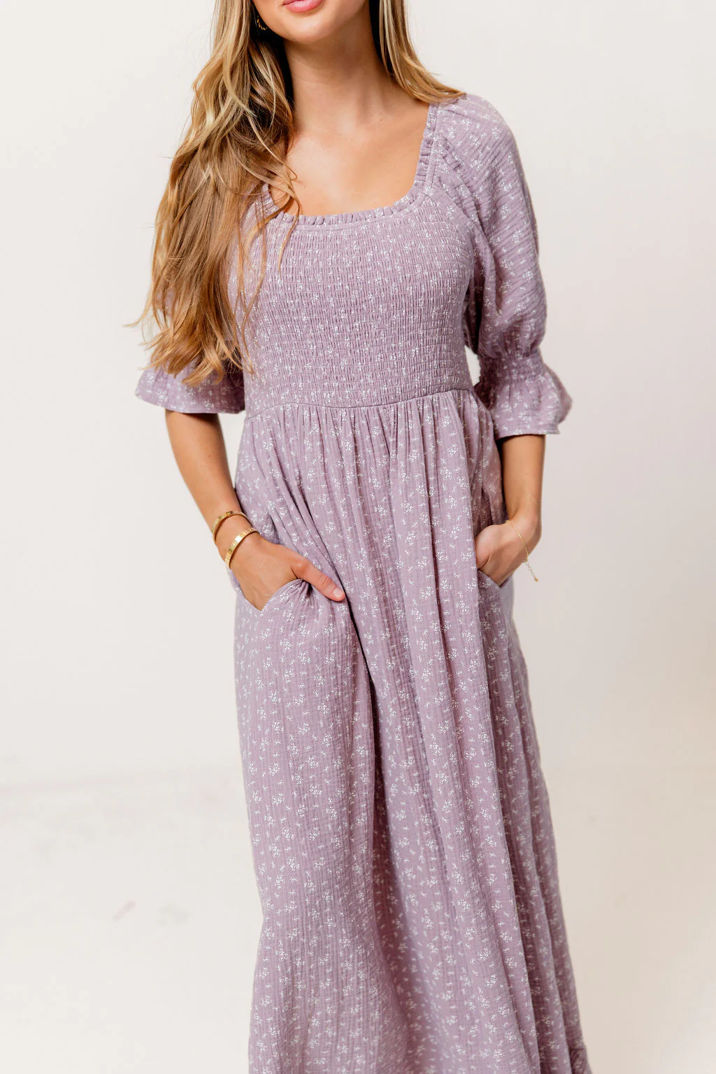 Sienna 100% Cotton Puff Sleeve Maxi Dress in Wisteria Foliage - Bump Friendly - Image 8