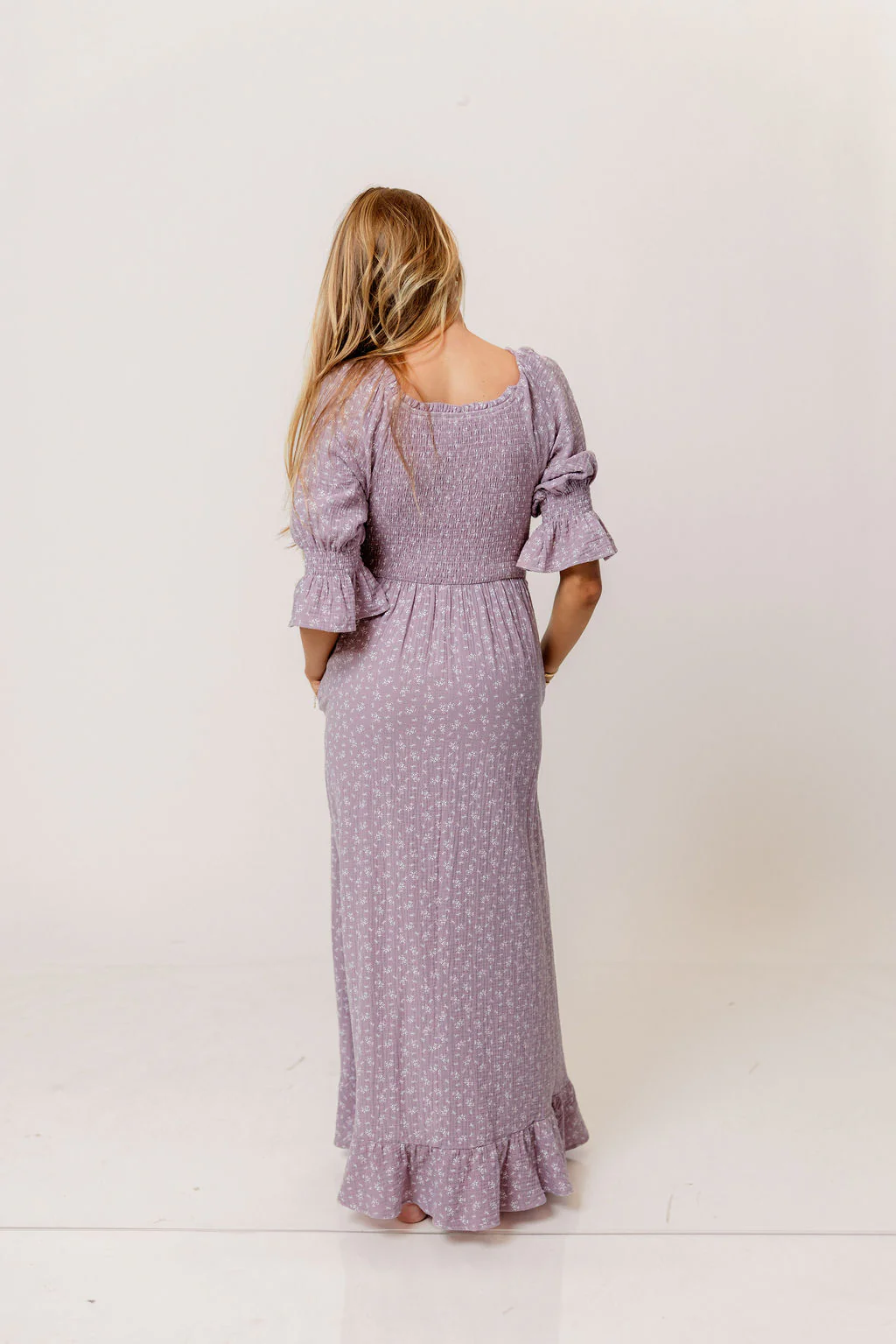 Sienna 100% Cotton Puff Sleeve Maxi Dress in Wisteria Foliage - Bump Friendly - Image 9