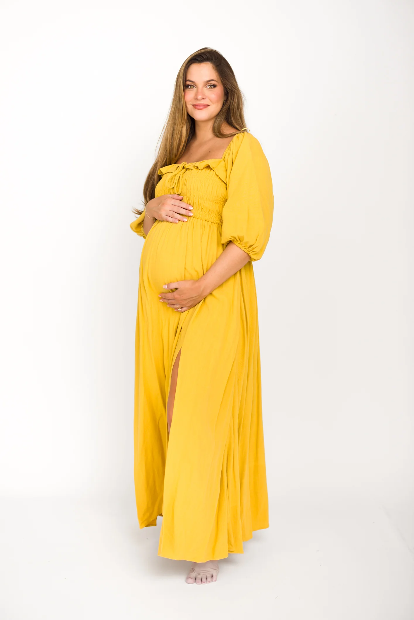 Devon Smocked Maxi Dress in Mustard - Bump Friendly *Final-Sale* - Image 10