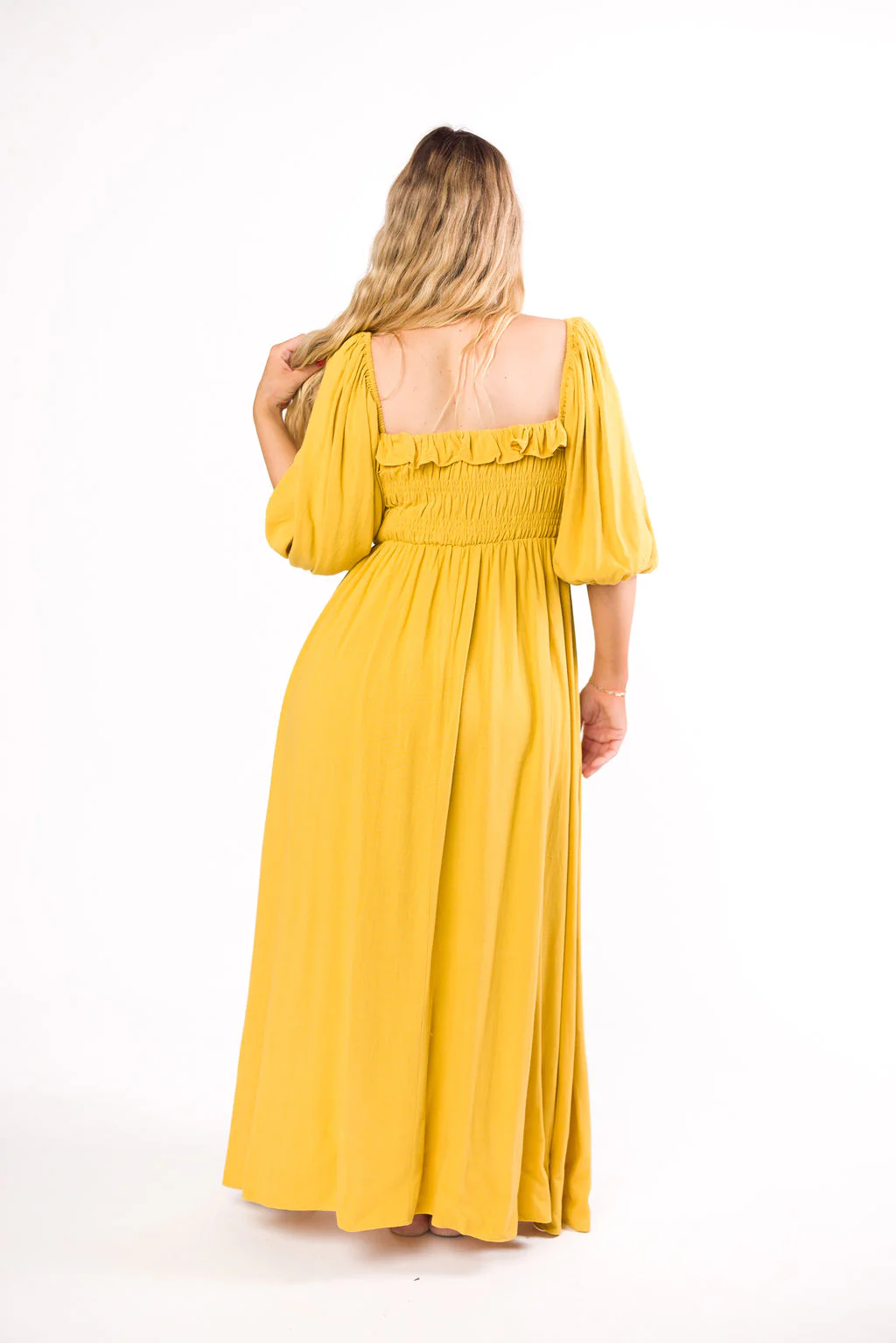 Devon Smocked Maxi Dress in Mustard - Bump Friendly *Final-Sale* - Image 17