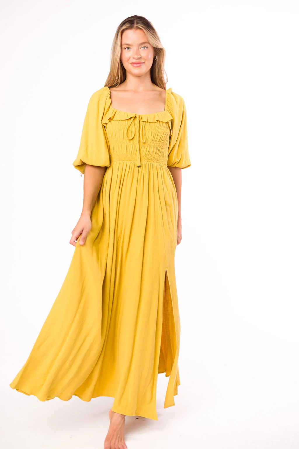 Devon Smocked Maxi Dress in Mustard - Bump Friendly *Final-Sale* - Image 22