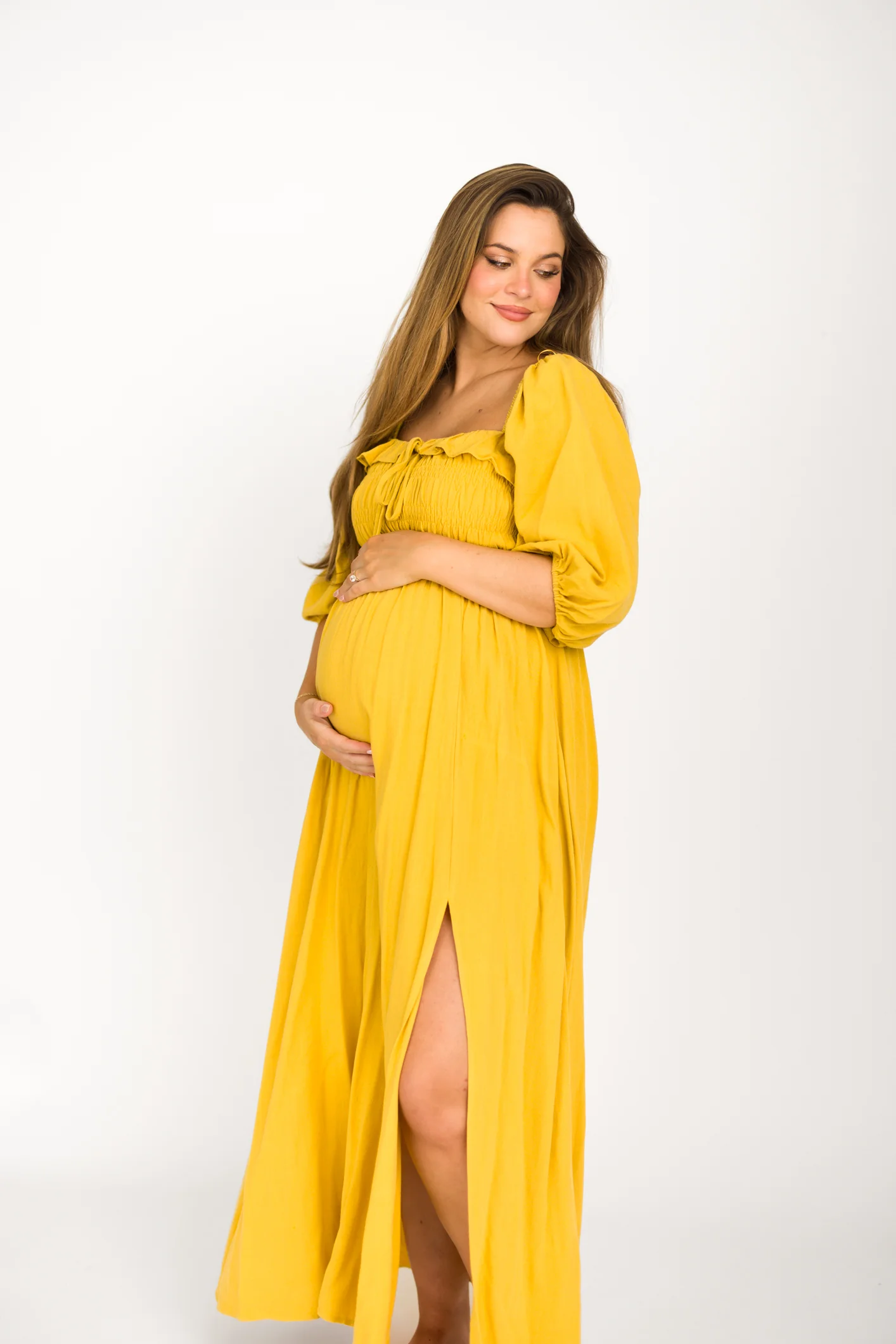 Devon Smocked Maxi Dress in Mustard - Bump Friendly *Final-Sale* - Image 8