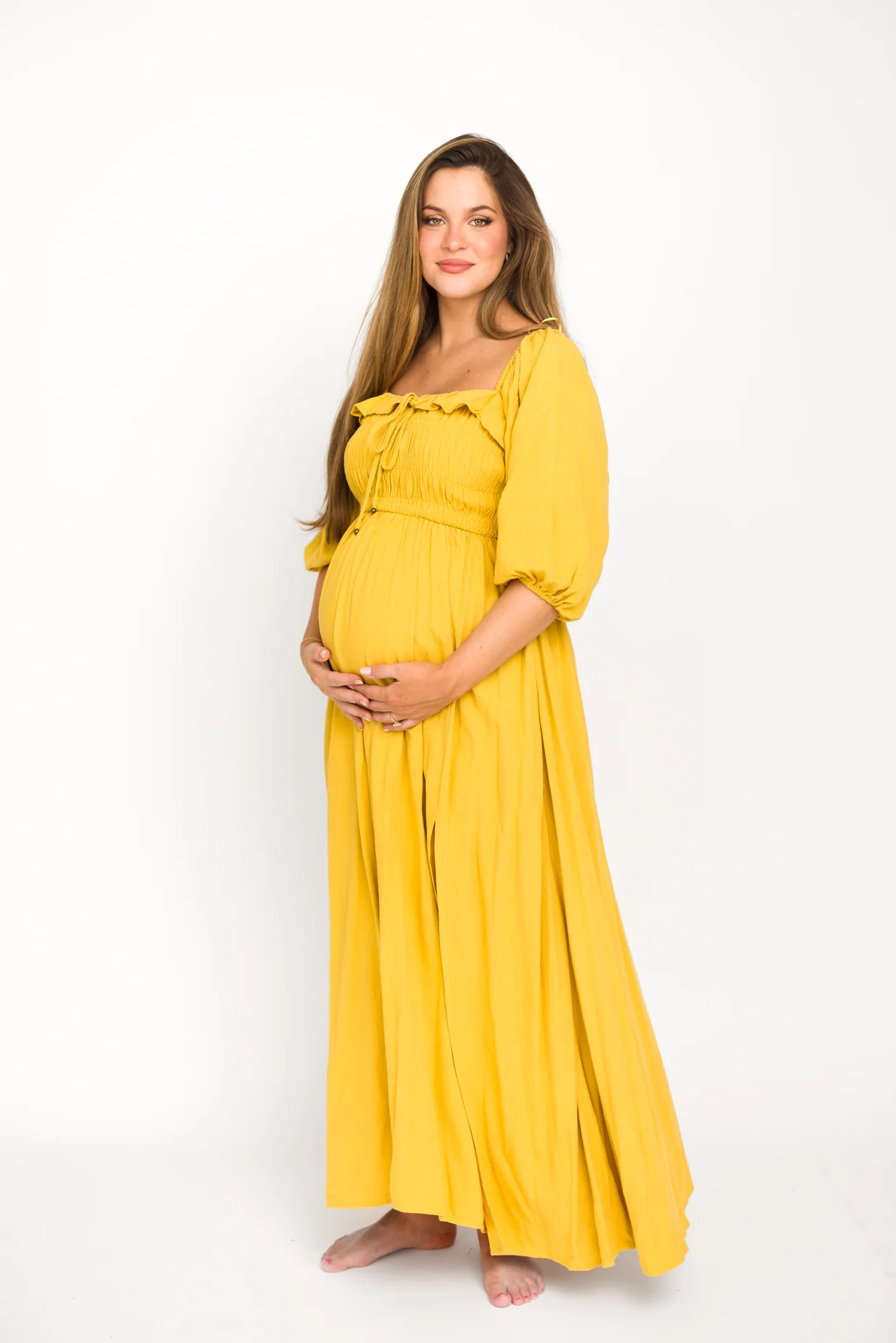 Devon Smocked Maxi Dress in Mustard - Bump Friendly *Final-Sale* - Image 9