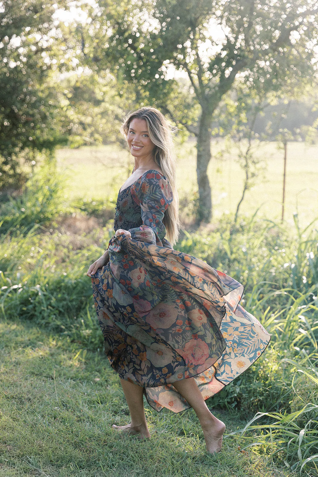 Steph Smocked Button-Front Maxi Dress in Midnight Floral *Final Sale* - Image 4