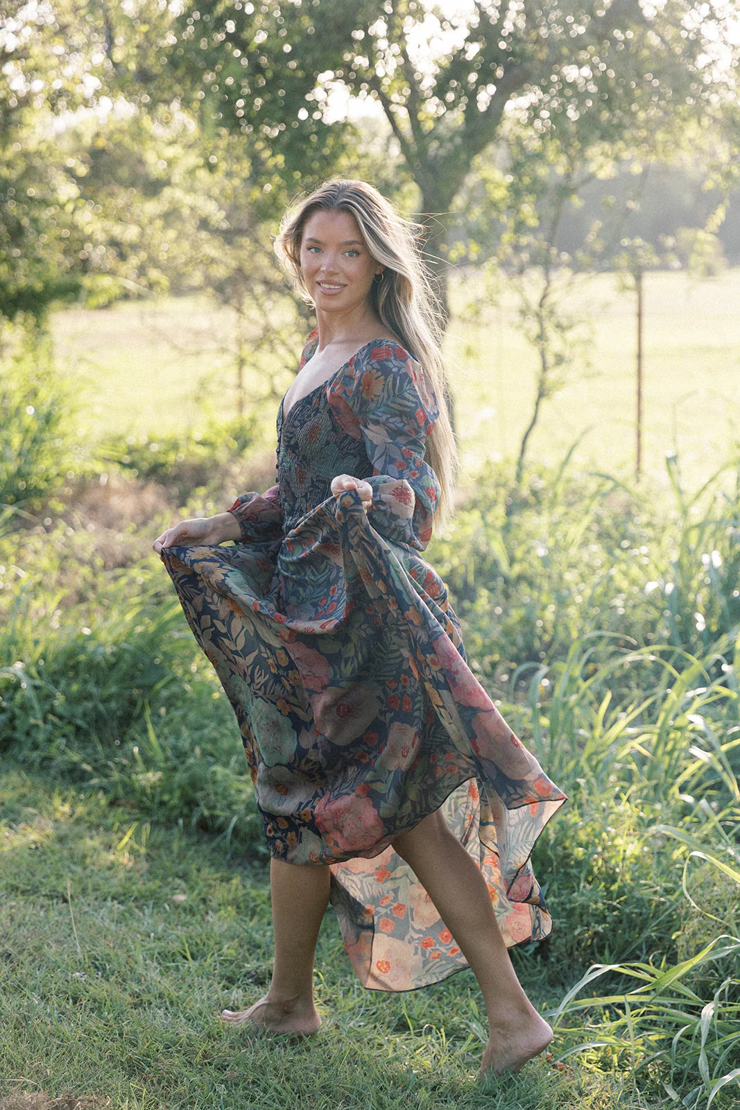 Steph Smocked Button-Front Maxi Dress in Midnight Floral *Final Sale* - Image 8