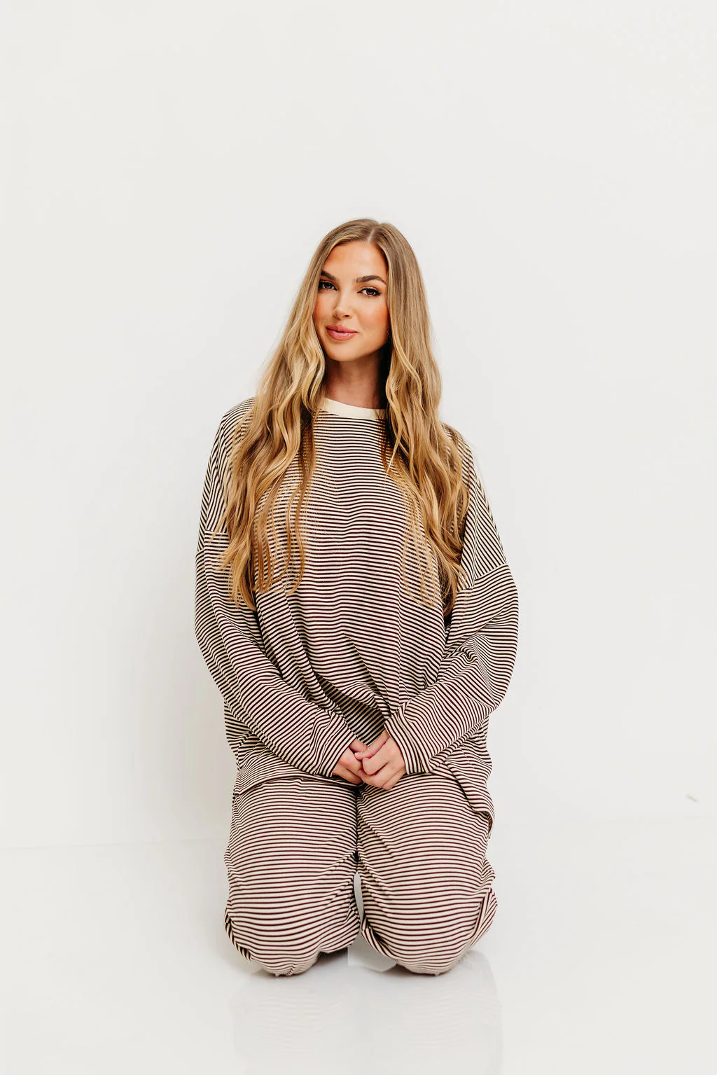 Campbell Striped Fleece Lounge Pants in Brown - Image 10