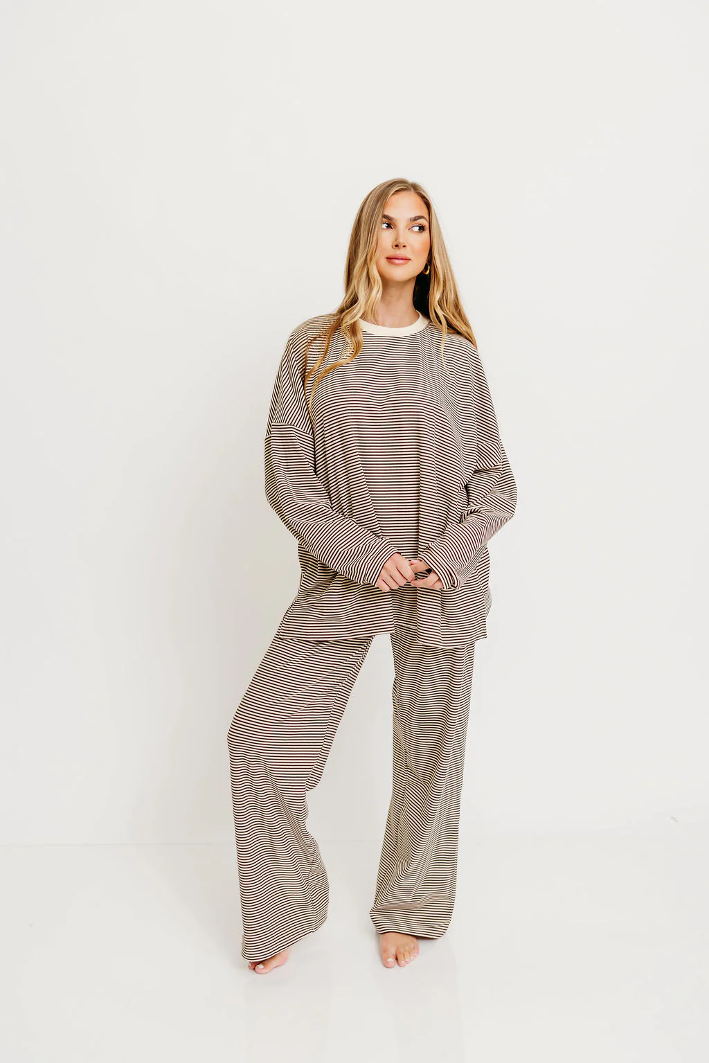Campbell Striped Fleece Lounge Pants in Brown - Image 12