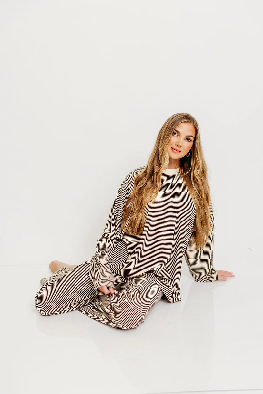 Campbell Striped Fleece Lounge Pants in Brown - Image 6
