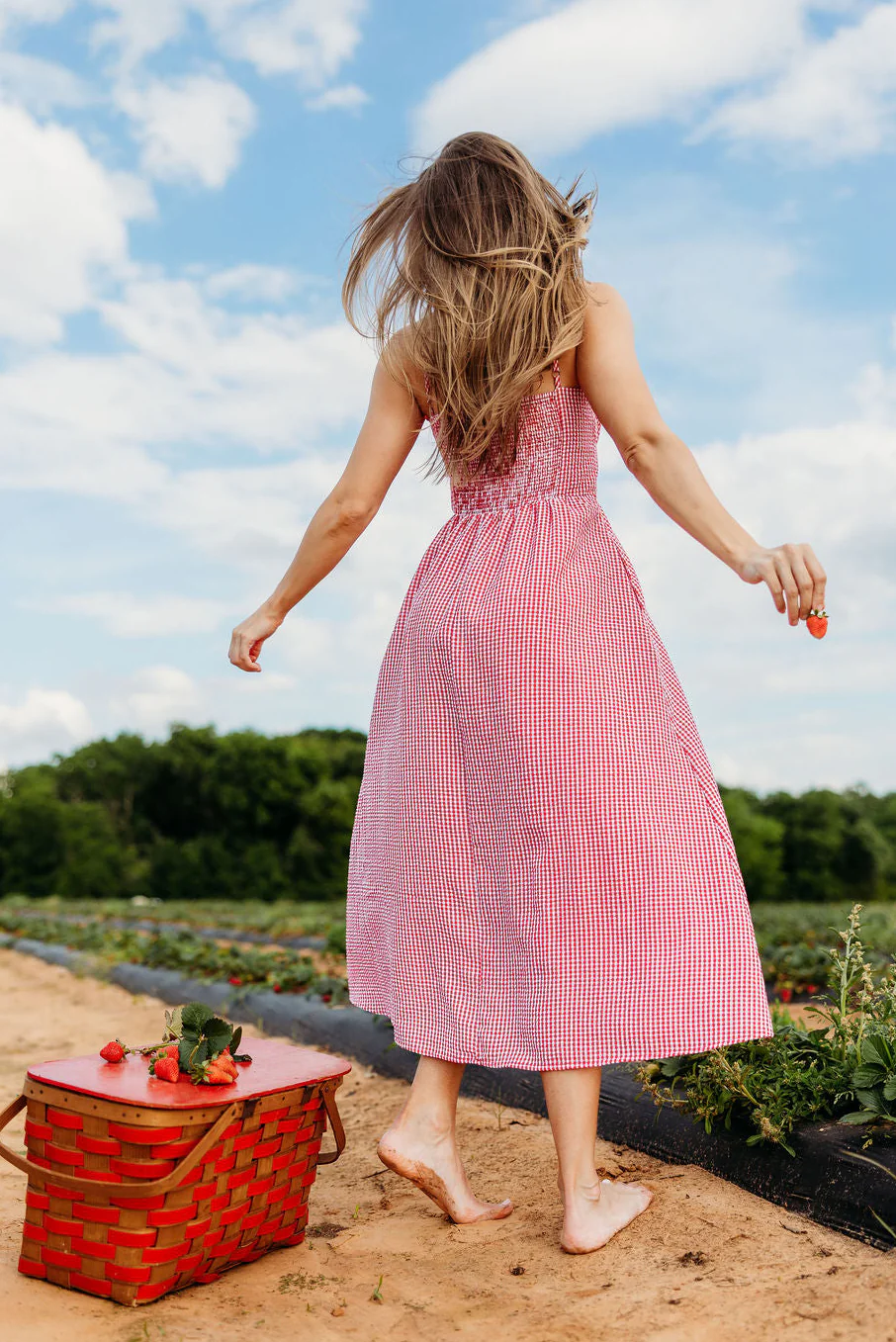 Sweet Escape Picnic Bow Midi Dress in Red - Image 4