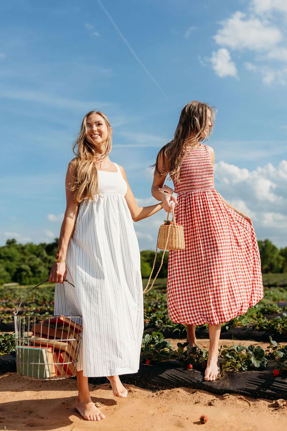 Avril Ribbed Knit Bodice Maxi Dress in Off-White Stripe