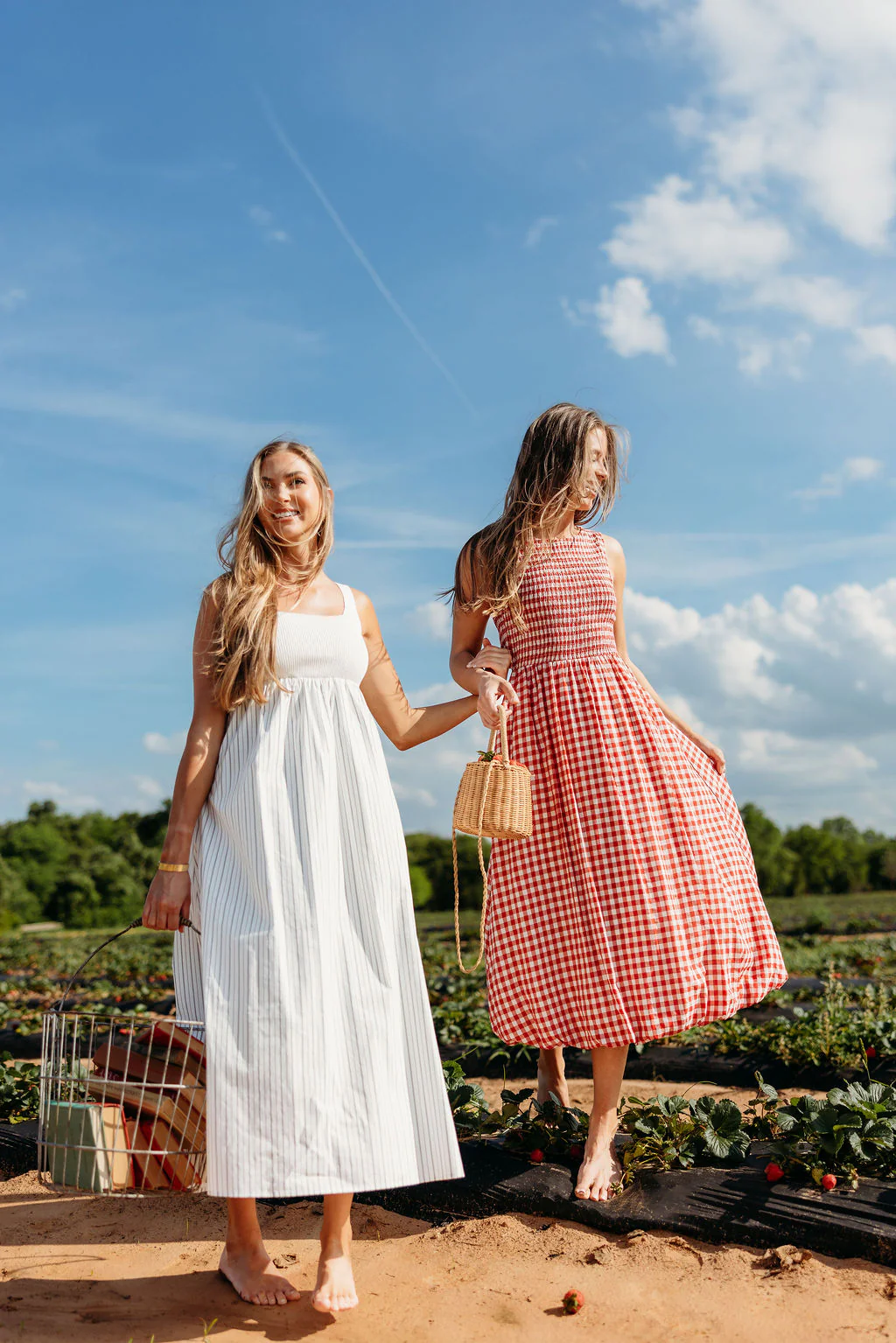 Avril Ribbed Knit Bodice Maxi Dress in Off-White Stripe - Image 3