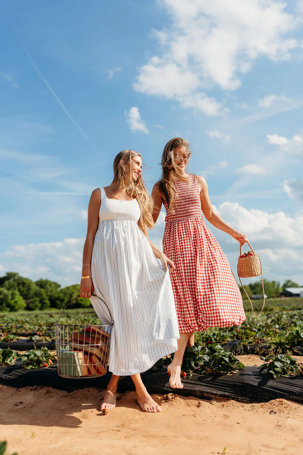 Avril Ribbed Knit Bodice Maxi Dress in Off-White Stripe - Image 4