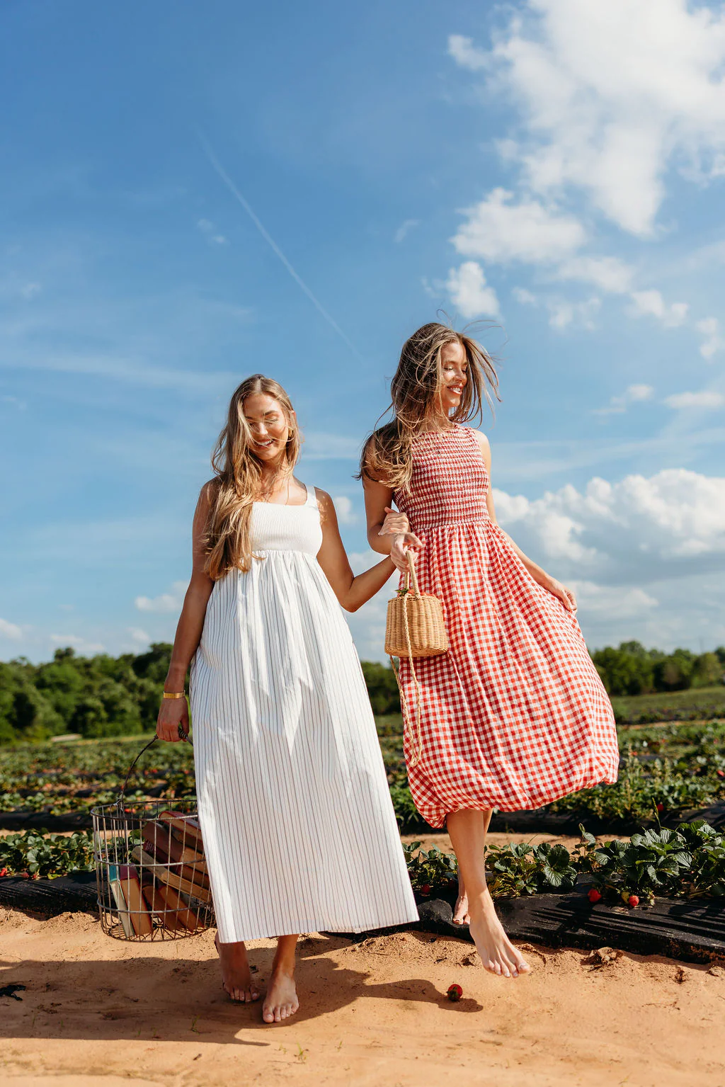 Avril Ribbed Knit Bodice Maxi Dress in Off-White Stripe - Image 5