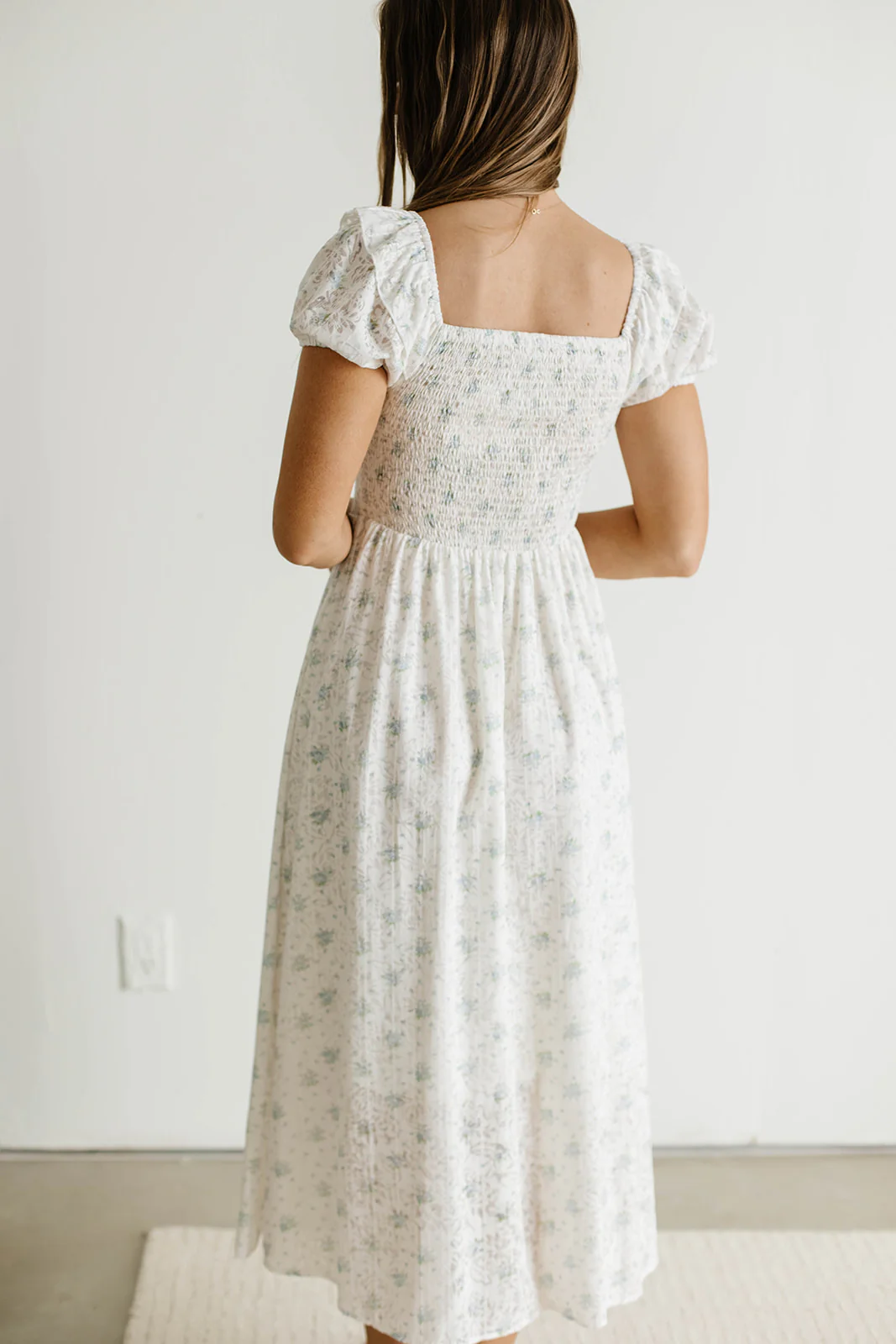 Maggie Sweet Lace Edged Prairie Dress in Blue Floral - Image 8