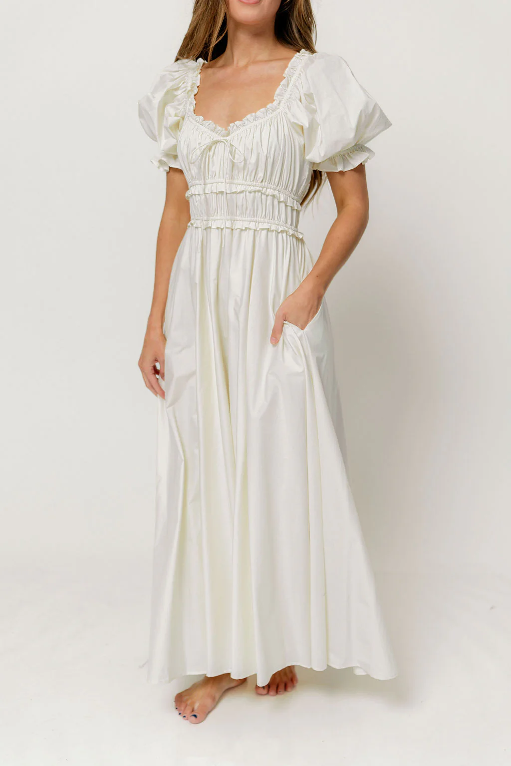 Sydnee Cotton Maxi Dress in Cream - Bump Friendly - Image 5