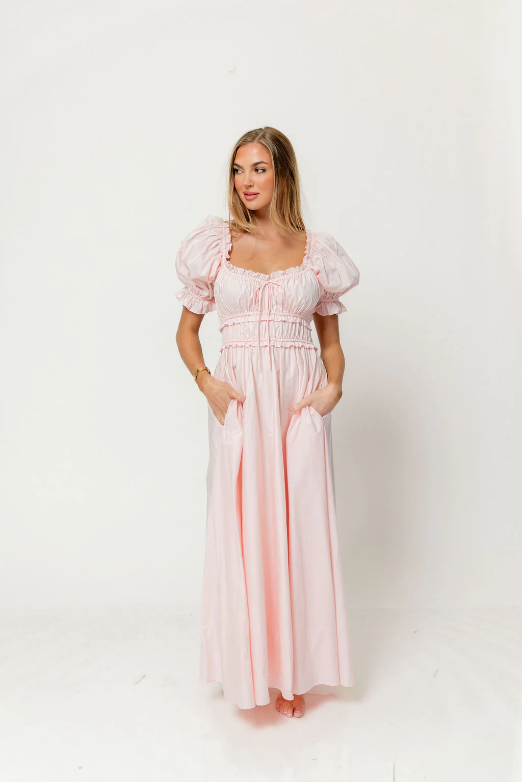 Sydnee Cotton Maxi Dress in Pale Pink - Bump Friendly - Image 2