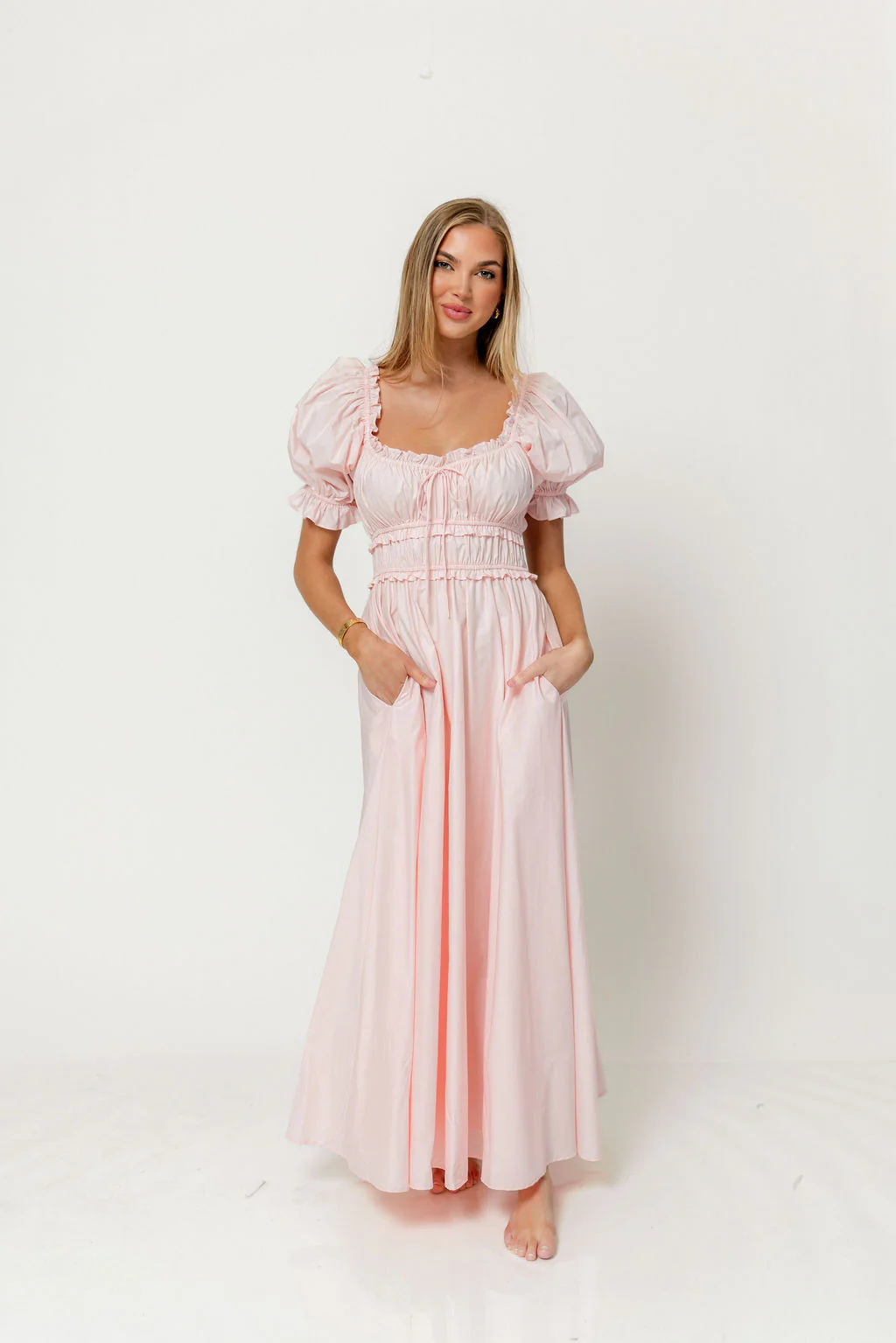 Sydnee Cotton Maxi Dress in Pale Pink - Bump Friendly - Image 3