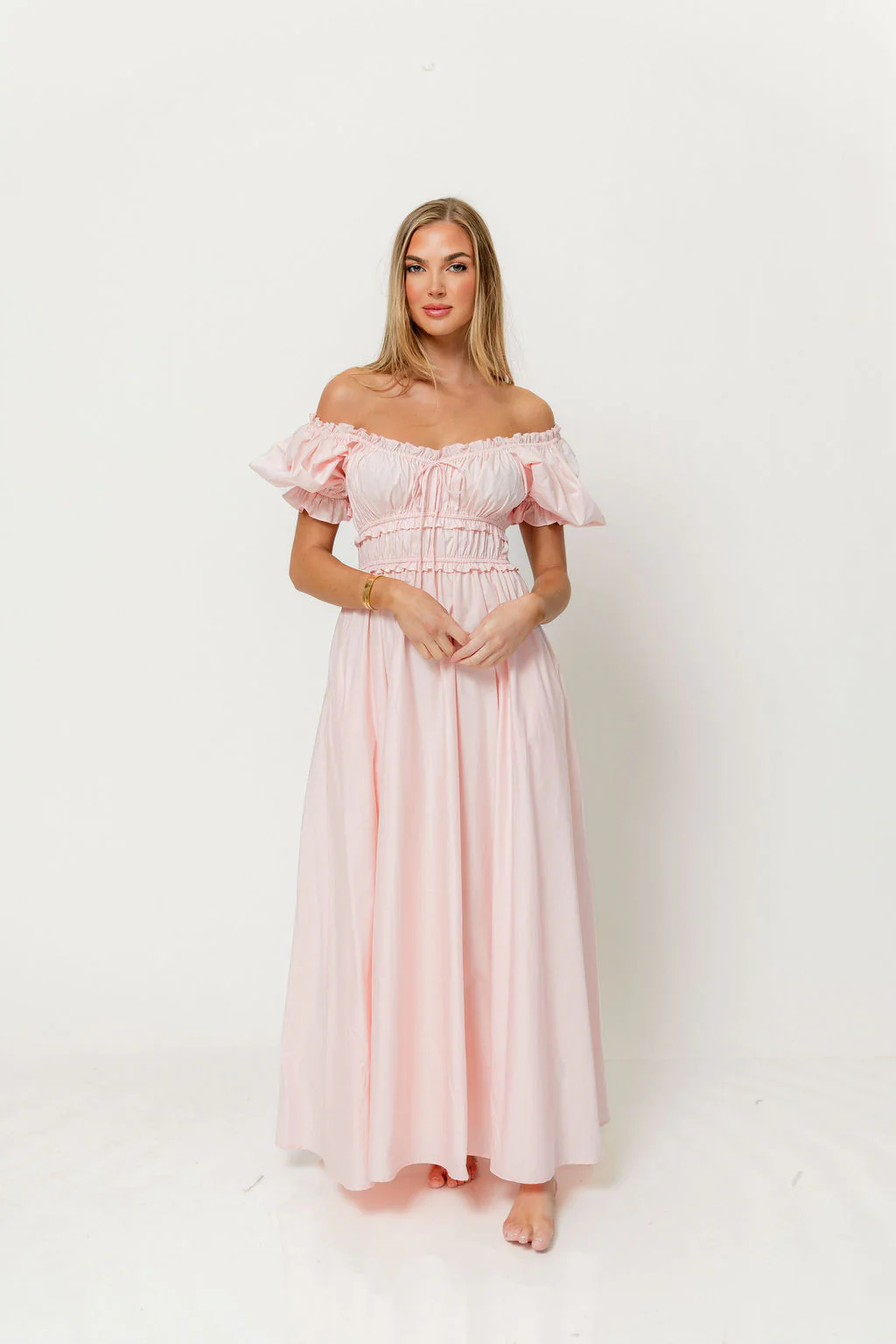 Sydnee Cotton Maxi Dress in Pale Pink - Bump Friendly - Image 4