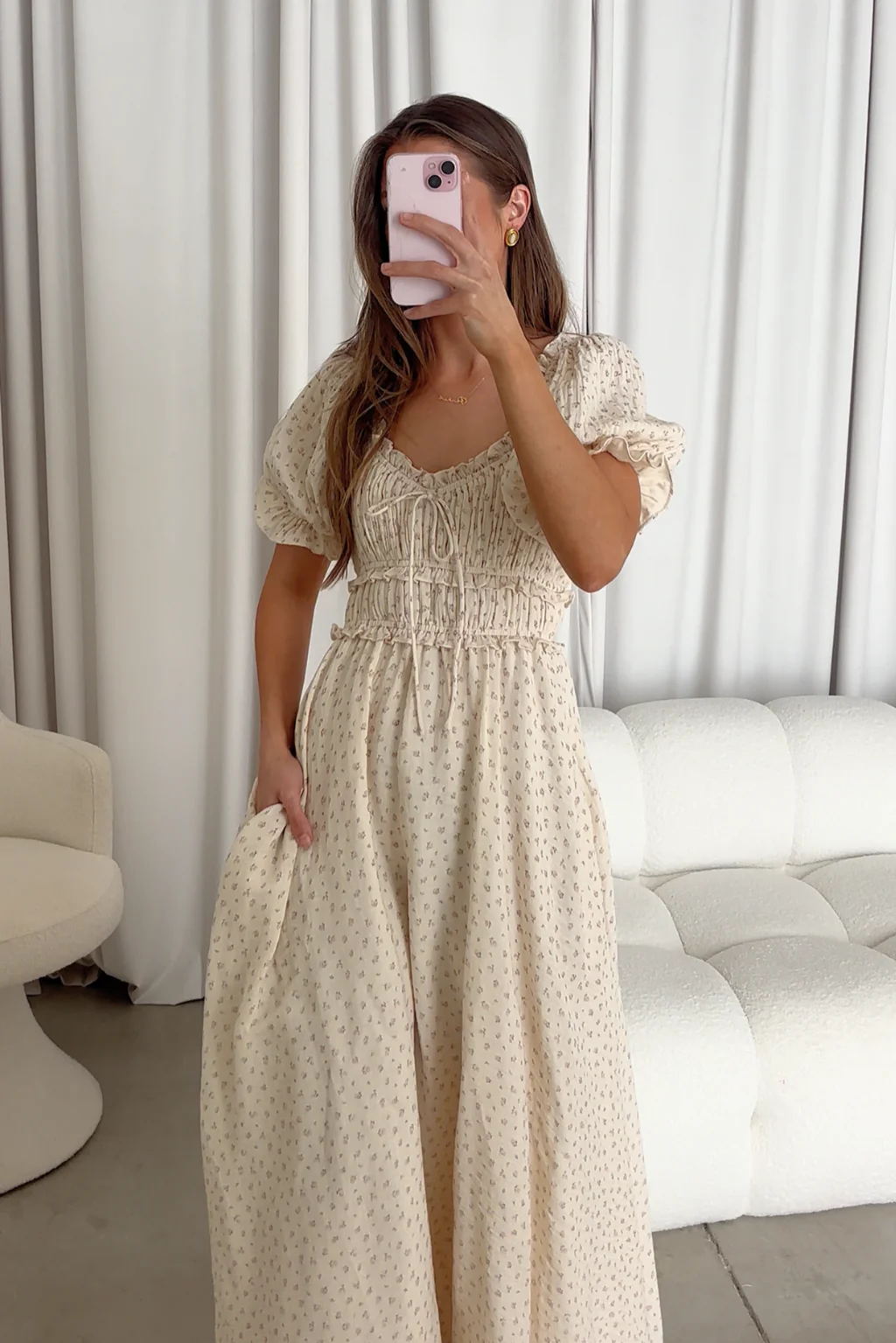 100% Cotton Sydnee Maxi Dress in Premium Blush Floral - Bump Friendly - Image 12