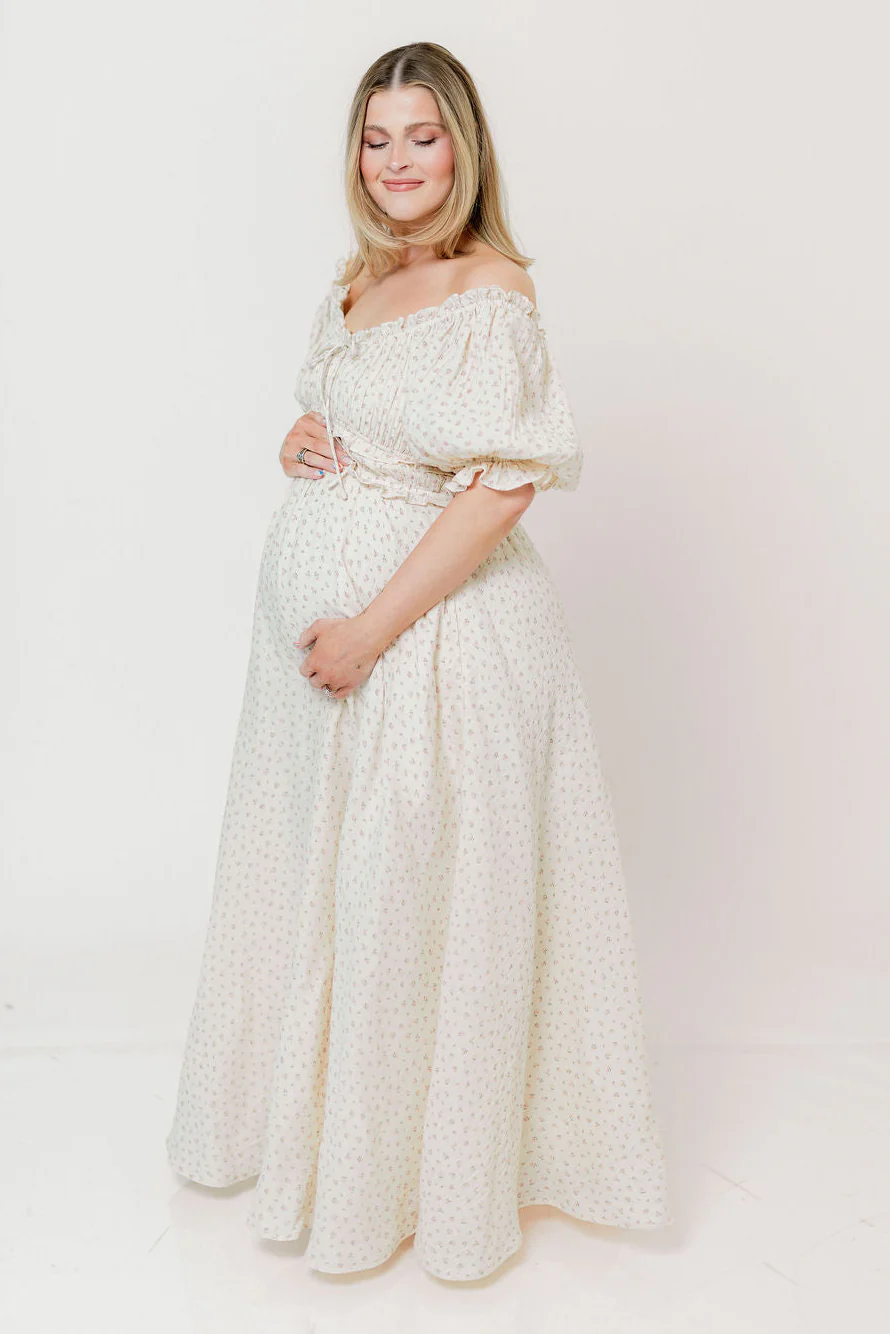 100% Cotton Sydnee Maxi Dress in Premium Blush Floral - Bump Friendly - Image 13