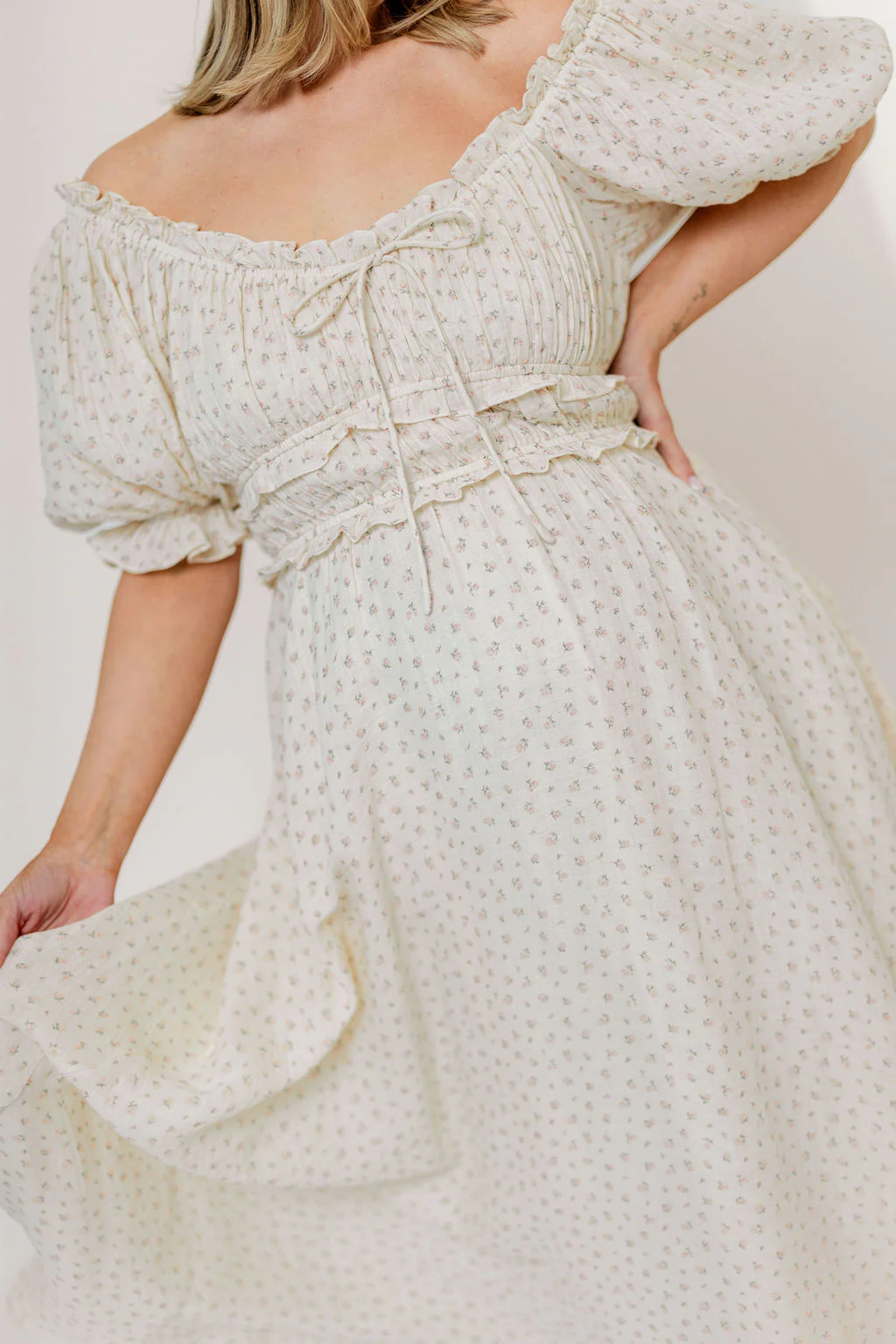 100% Cotton Sydnee Maxi Dress in Premium Blush Floral - Bump Friendly - Image 15