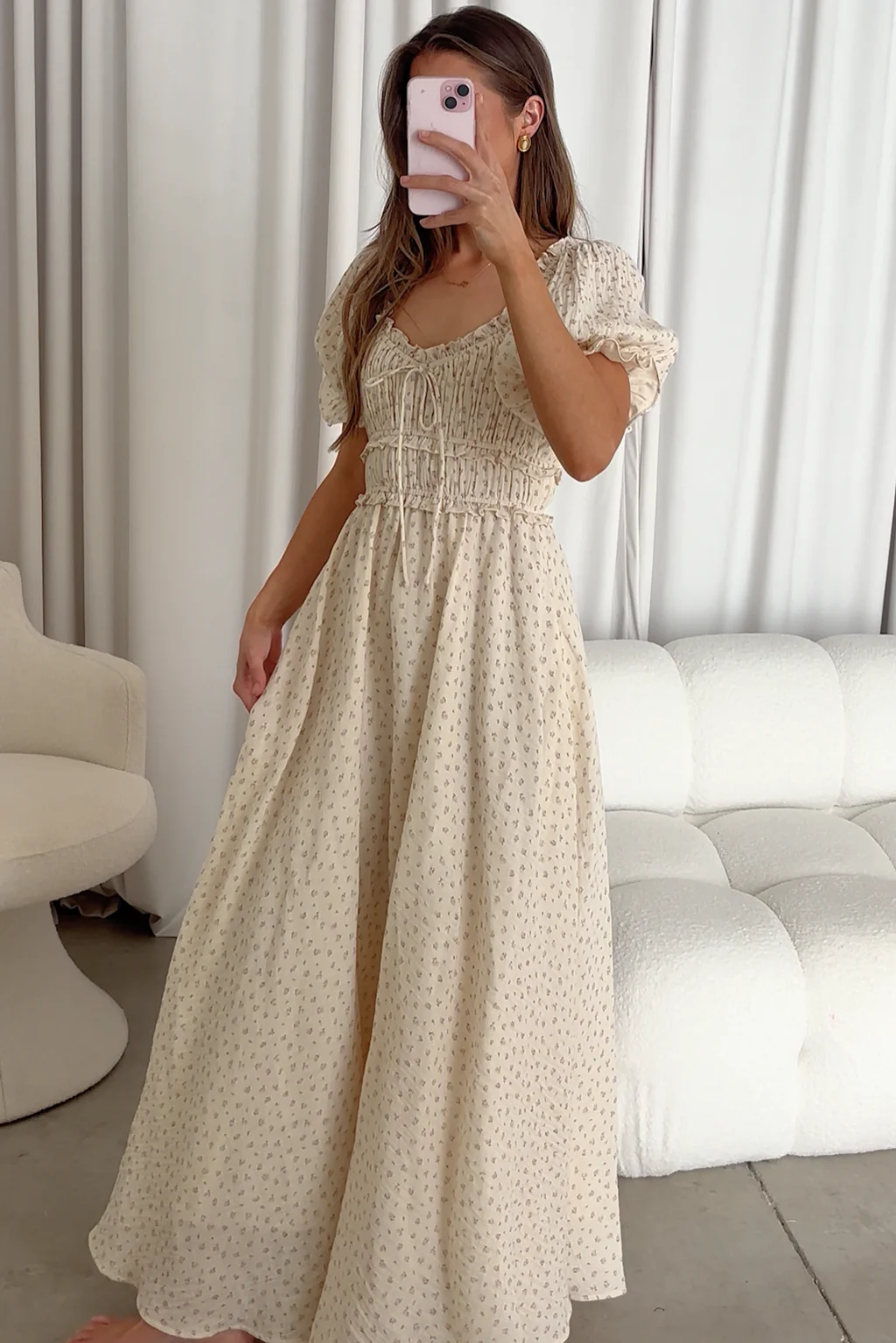 100% Cotton Sydnee Maxi Dress in Premium Blush Floral - Bump Friendly - Image 17