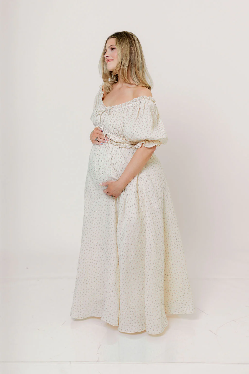 100% Cotton Sydnee Maxi Dress in Premium Blush Floral - Bump Friendly - Image 20