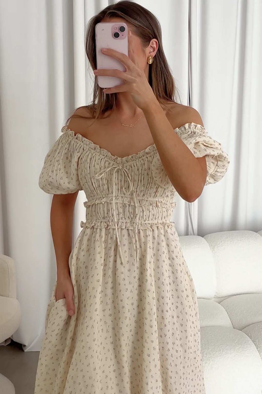 100% Cotton Sydnee Maxi Dress in Premium Blush Floral - Bump Friendly - Image 8