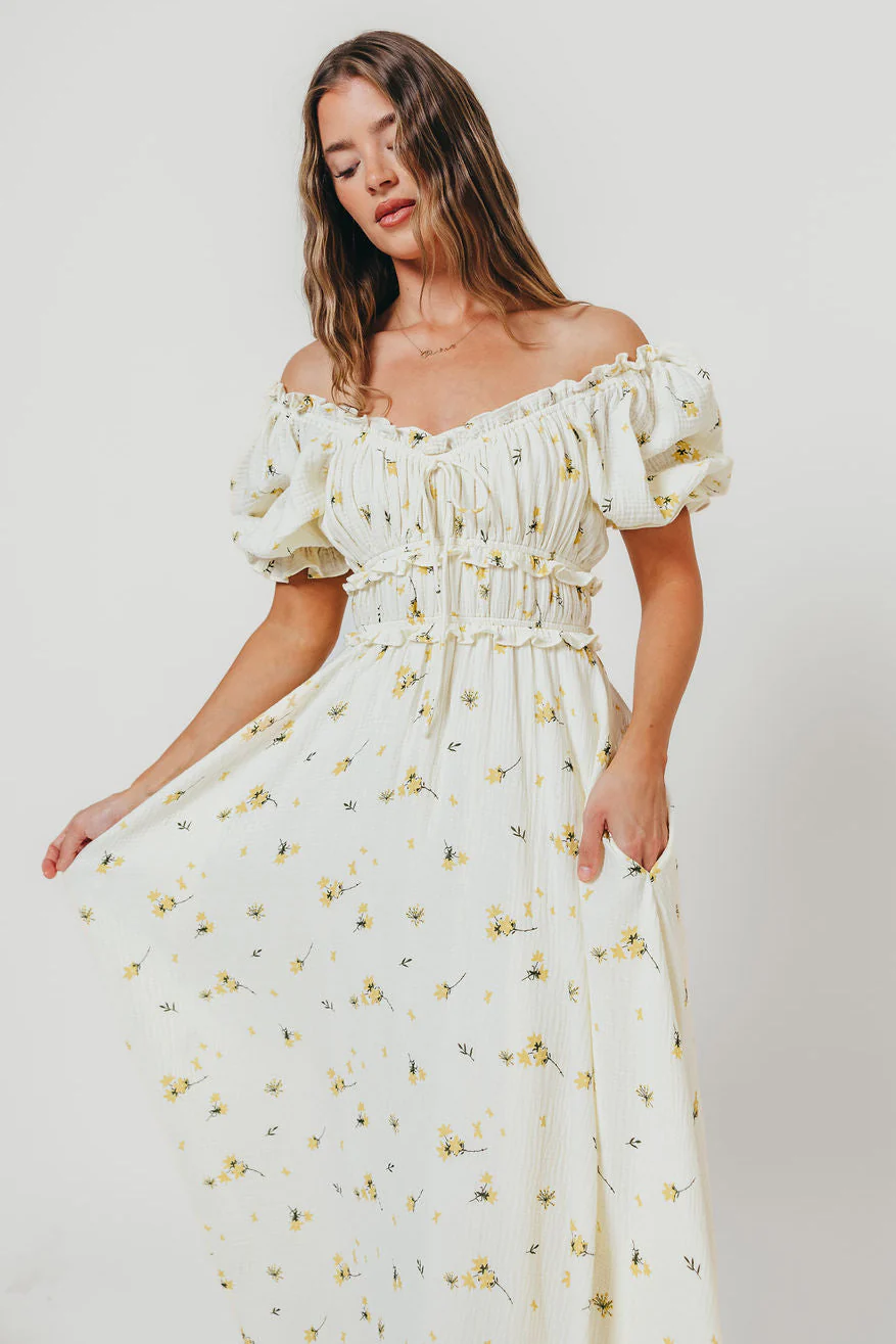Sydnee Maxi Dress in Yellow Floral - Bump Friendly