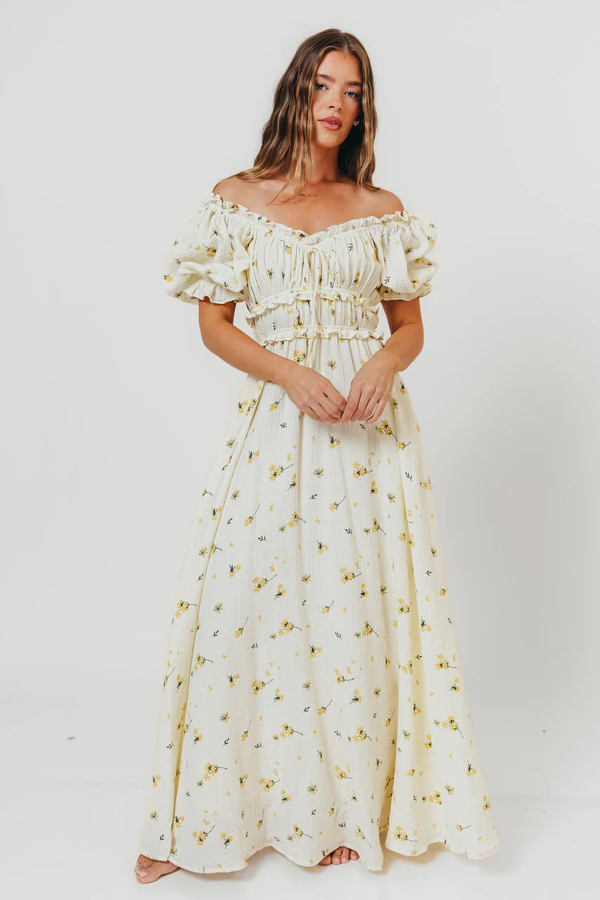 Sydnee Maxi Dress in Yellow Floral - Bump Friendly - Image 2