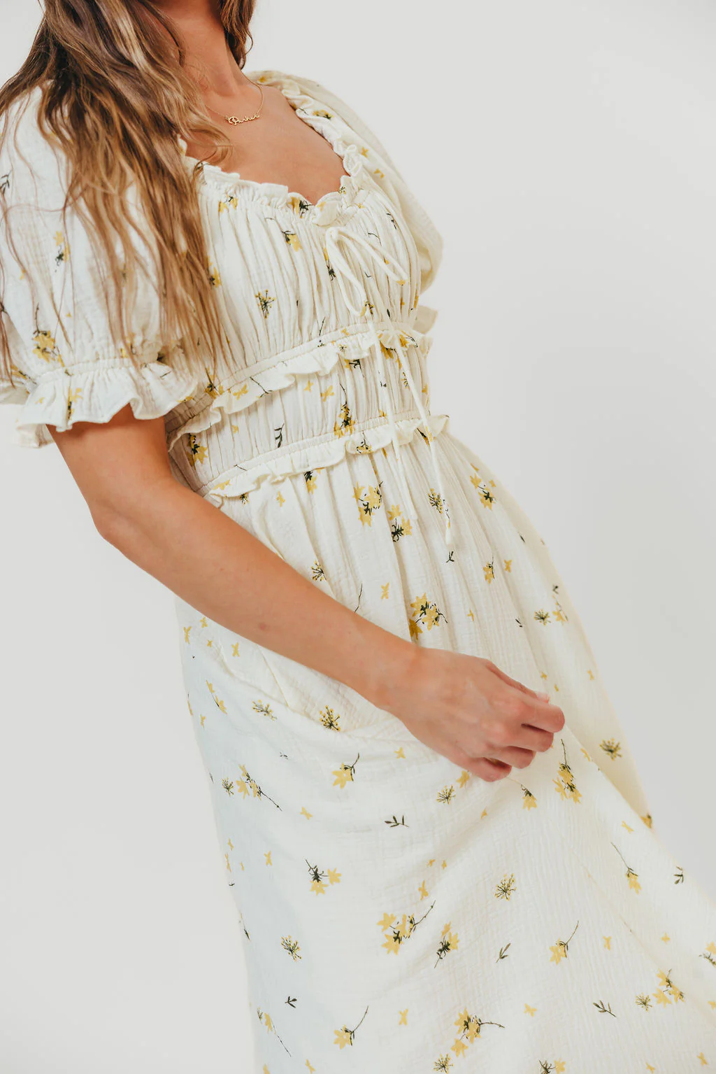 Sydnee Maxi Dress in Yellow Floral - Bump Friendly - Image 6