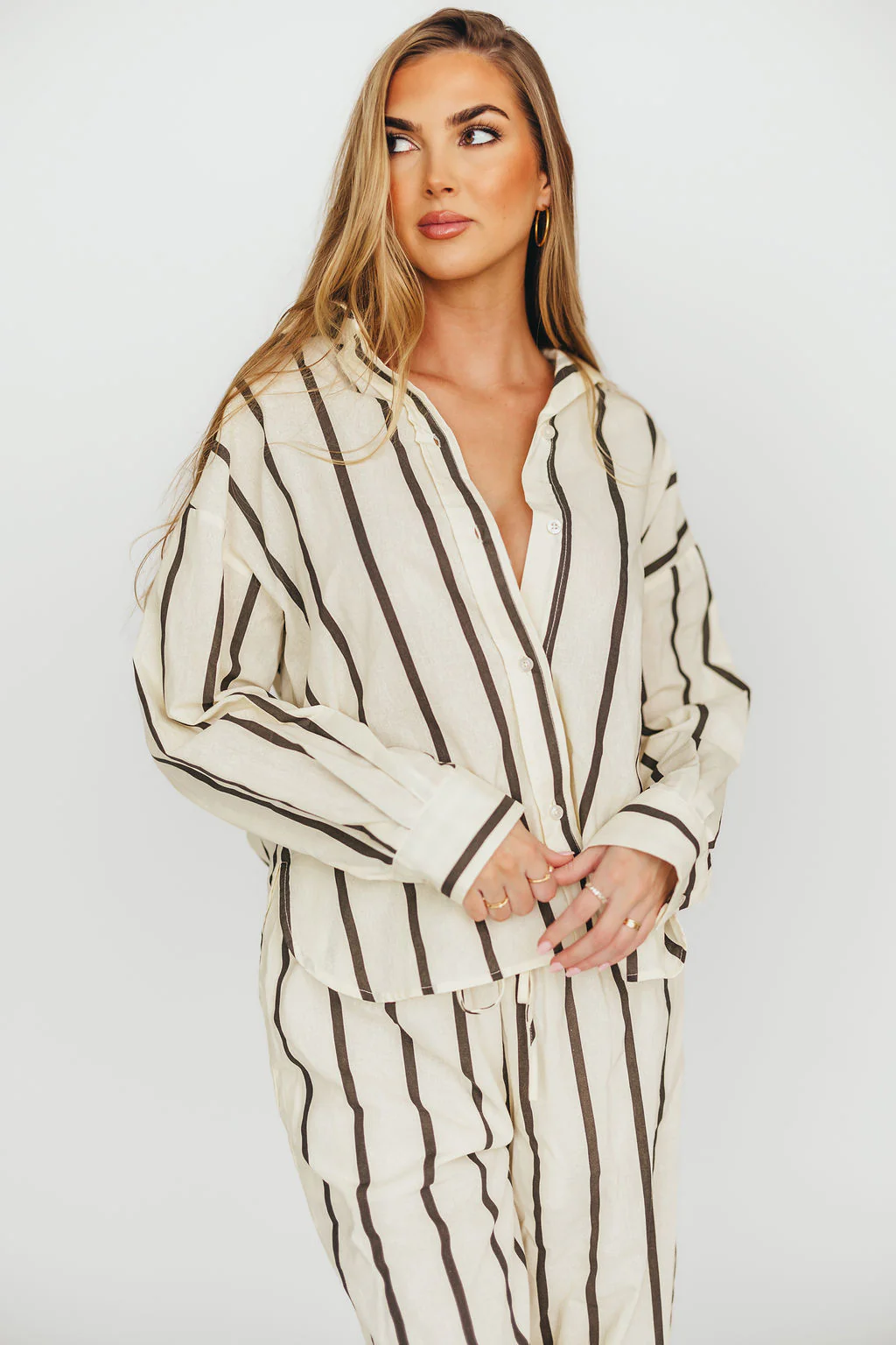 Sicily Button-Down Top in Black Stripe - Nursing Friendly *Final-Sale* - Image 3