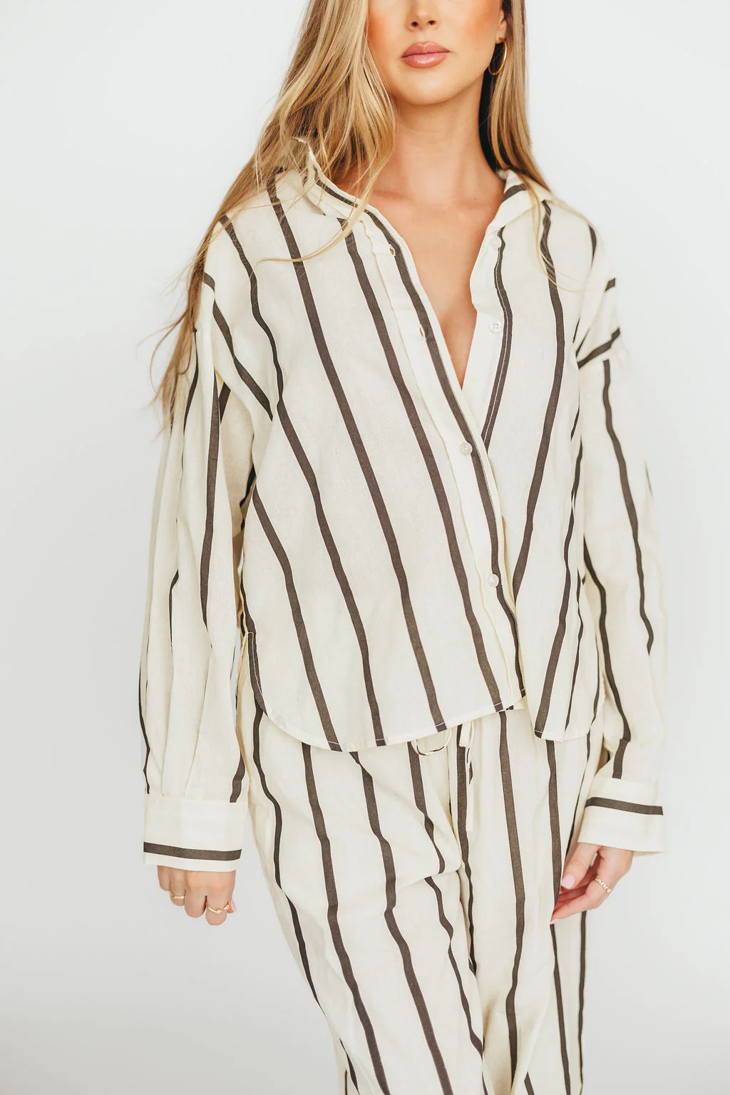 Sicily Button-Down Top in Black Stripe - Nursing Friendly *Final-Sale* - Image 4