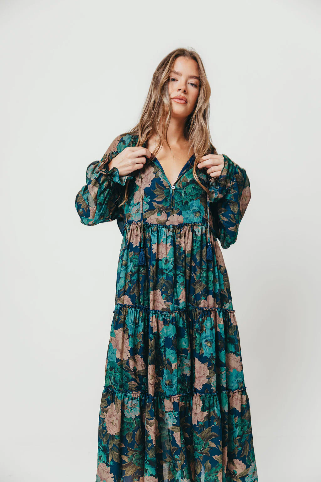 Tabitha Midi Dress in Retro Blue - Bump Friendly - Image 2
