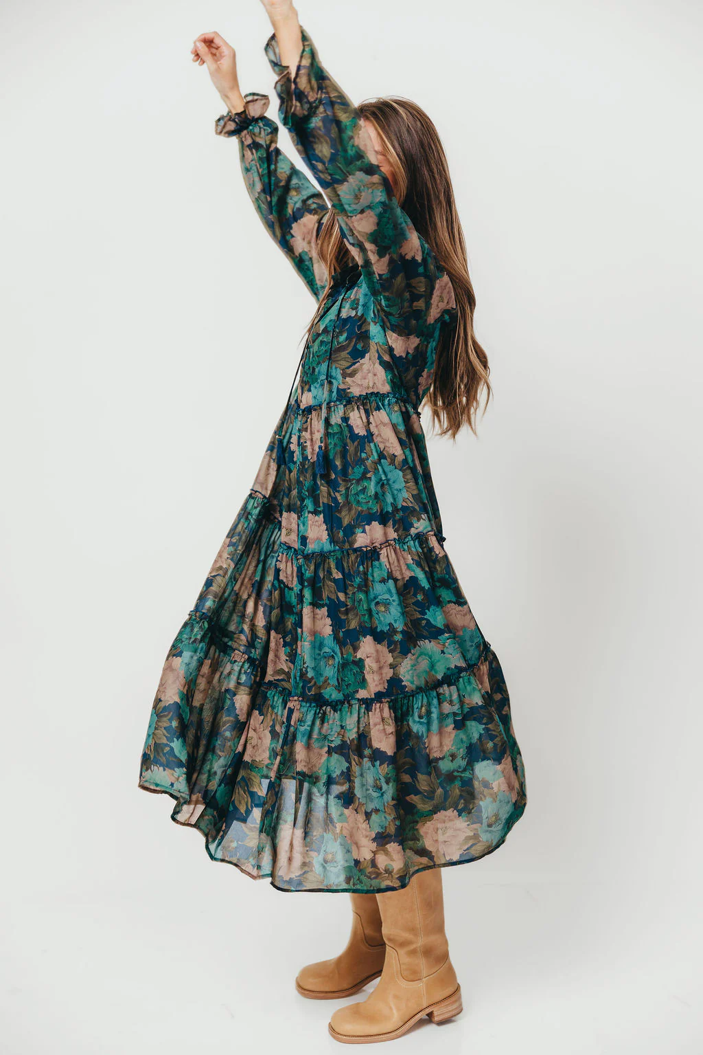 Tabitha Midi Dress in Retro Blue - Bump Friendly - Image 5