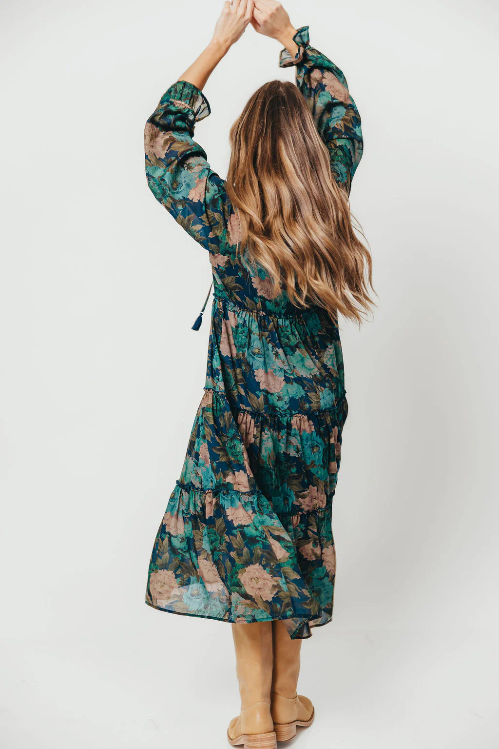 Tabitha Midi Dress in Retro Blue - Bump Friendly - Image 6