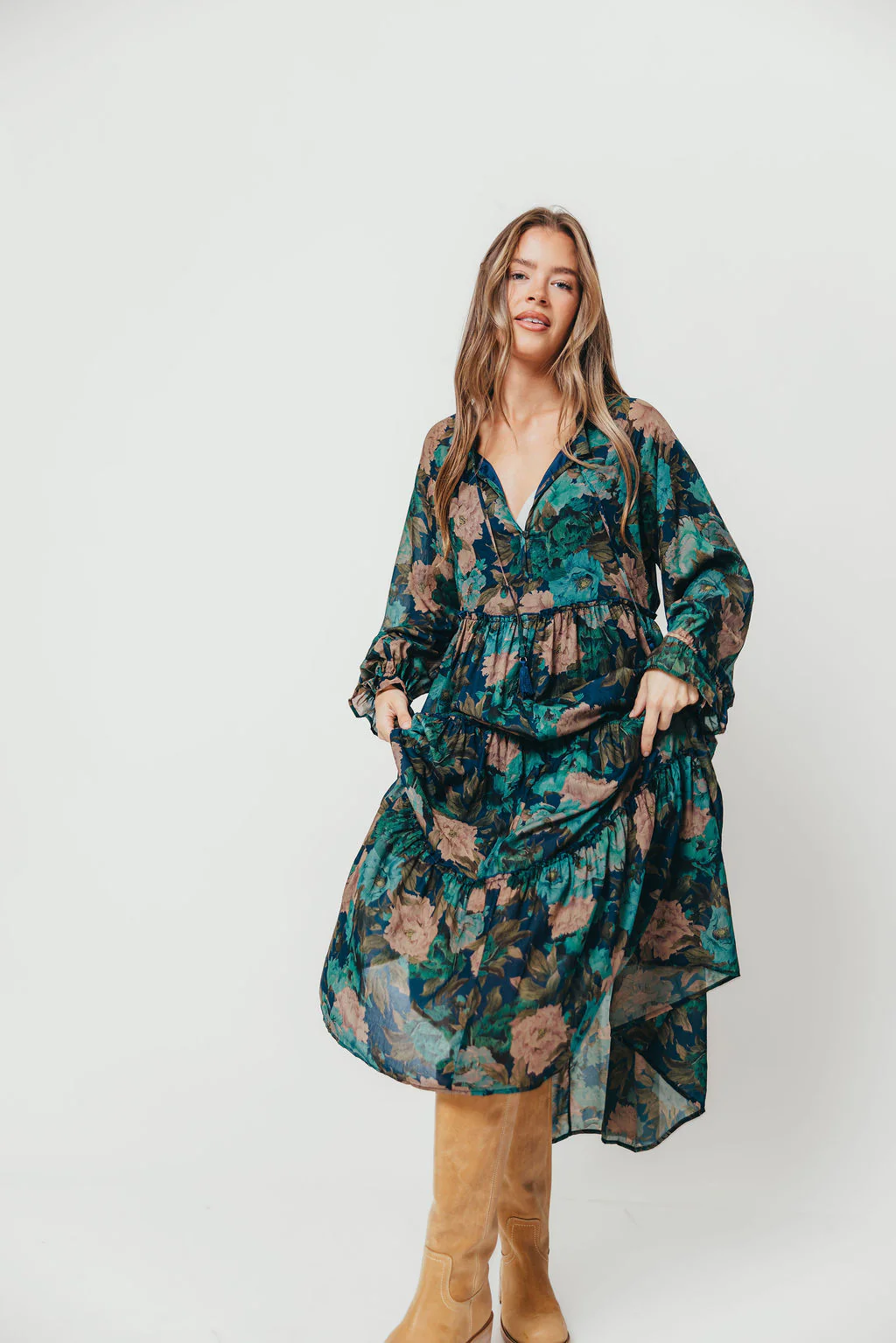 Tabitha Midi Dress in Retro Blue - Bump Friendly - Image 7