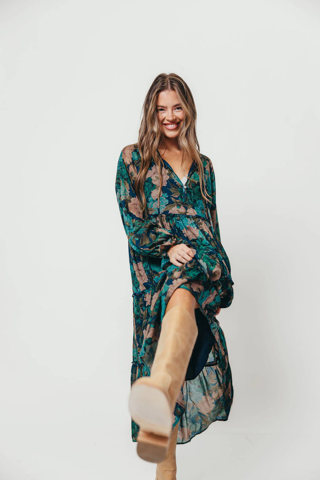 Tabitha Midi Dress in Retro Blue - Bump Friendly - Image 8