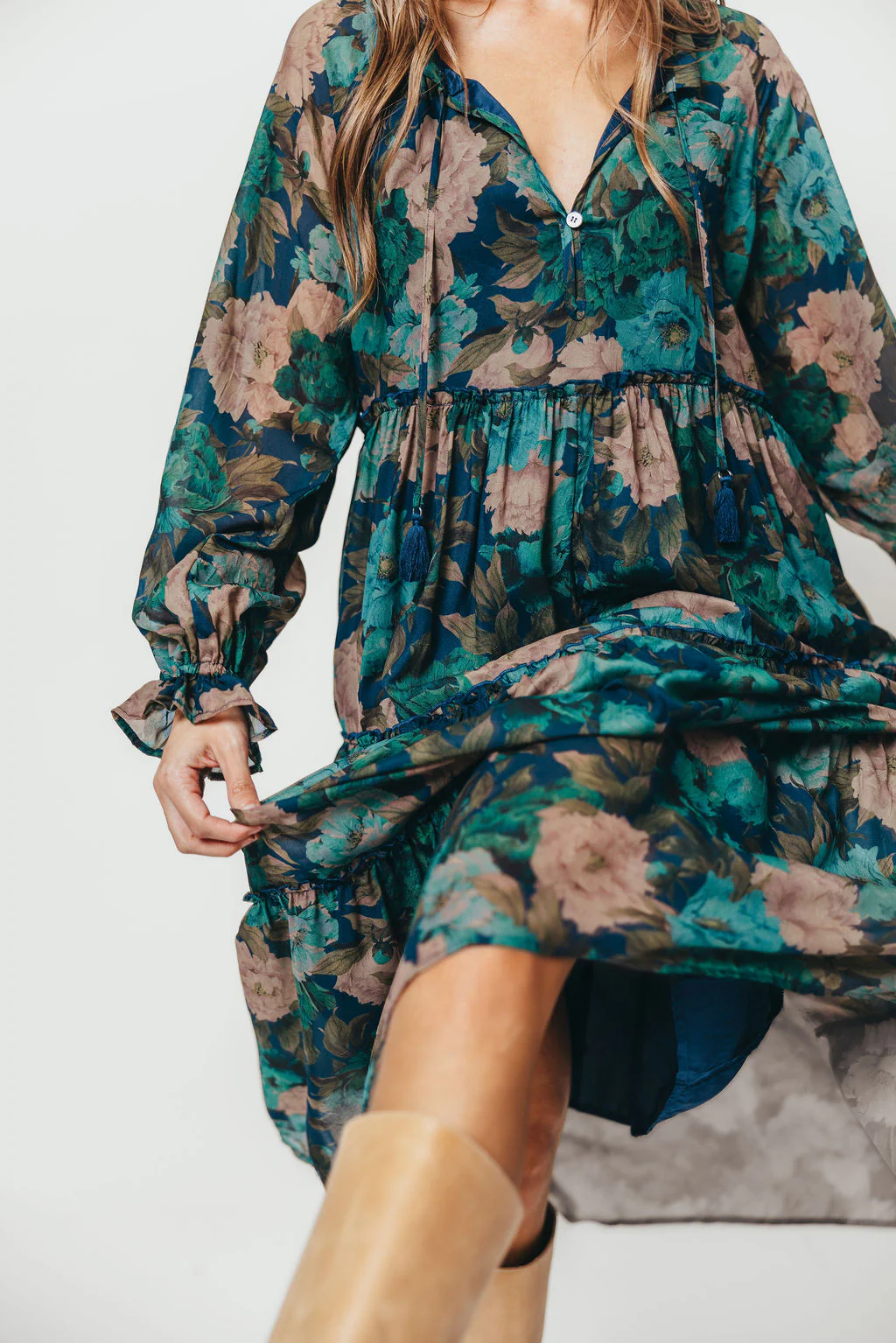 Tabitha Midi Dress in Retro Blue - Bump Friendly - Image 9