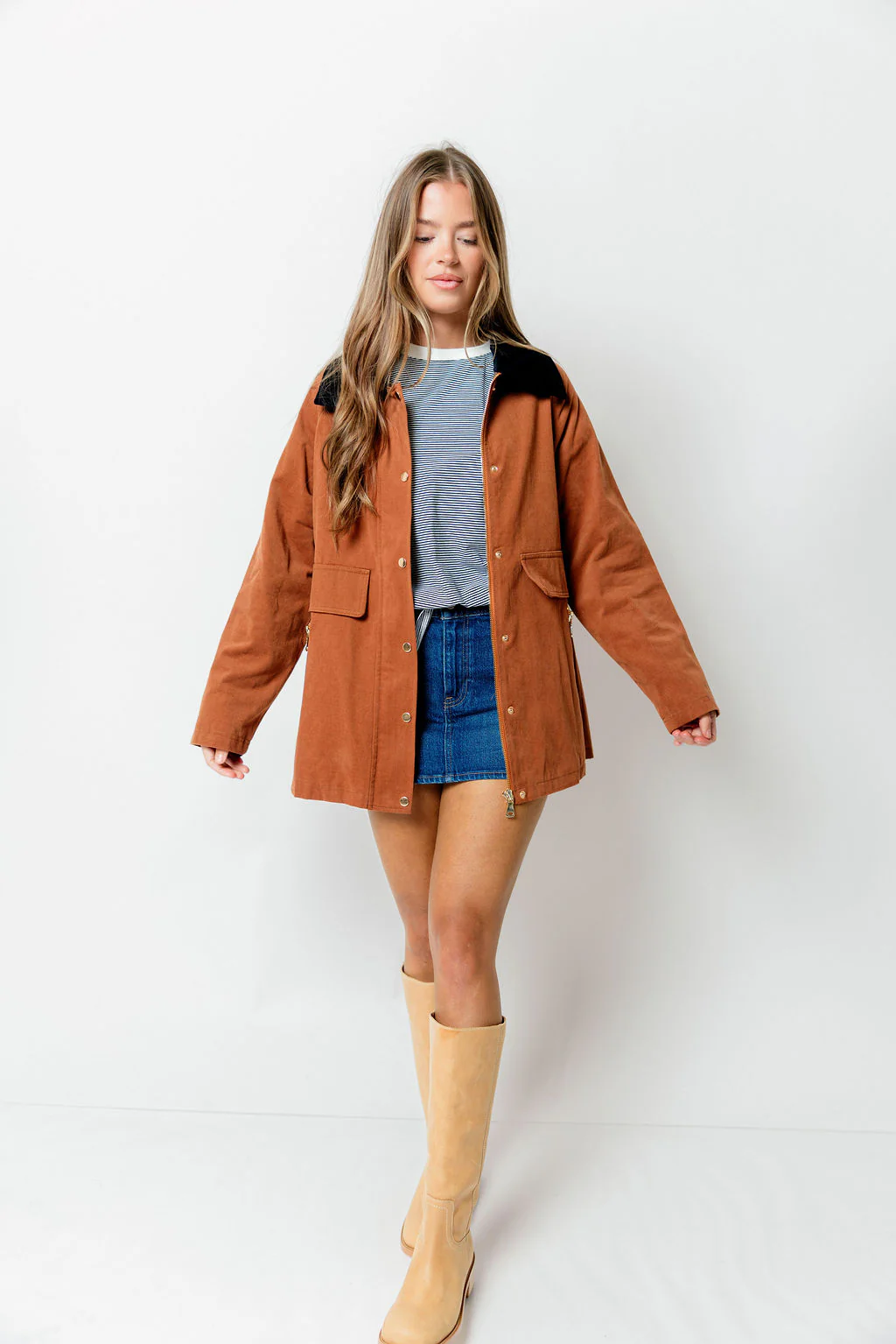 Tania Cotton Barn Jacket in Cognac *Final Sale* - Image 2