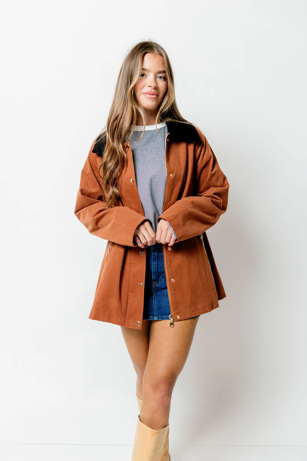 Tania Cotton Barn Jacket in Cognac *Final Sale* - Image 4