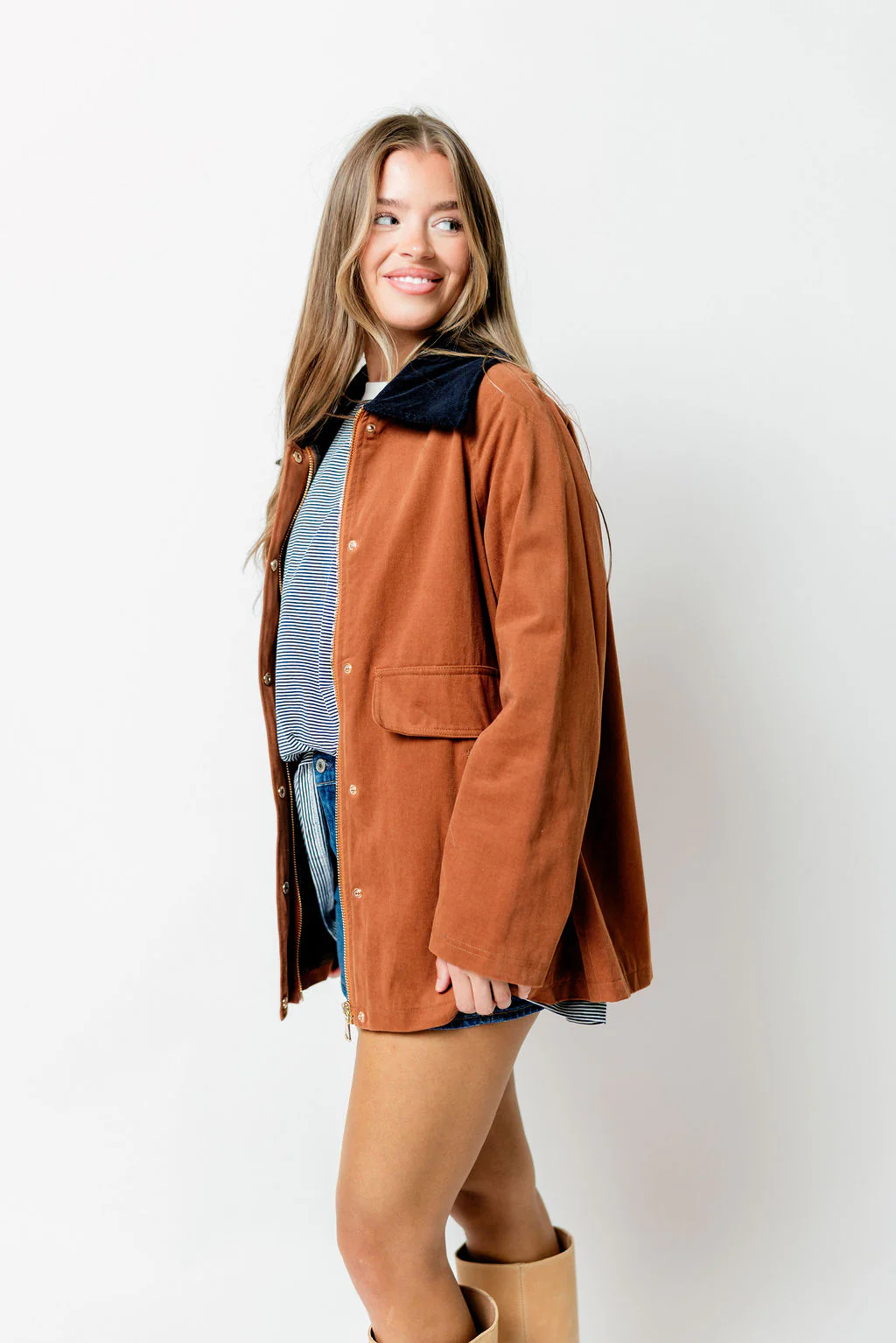 Tania Cotton Barn Jacket in Cognac *Final Sale* - Image 5