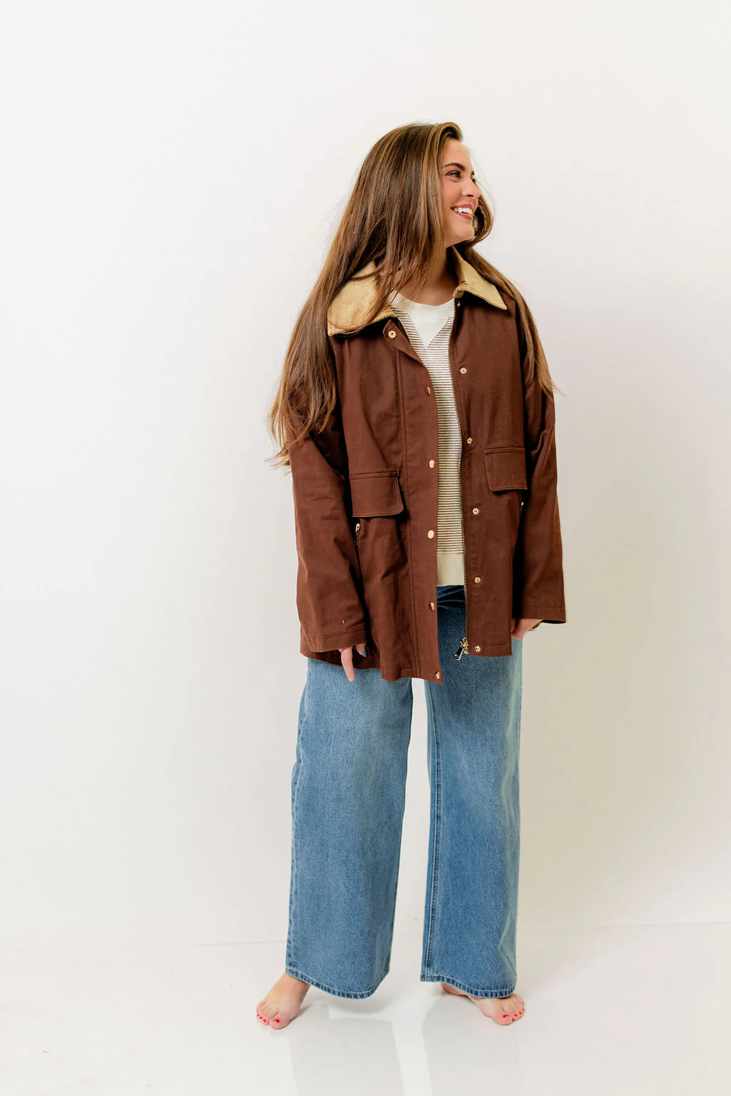 Tania Cotton Barn Jacket in Mocha *Final Sale*