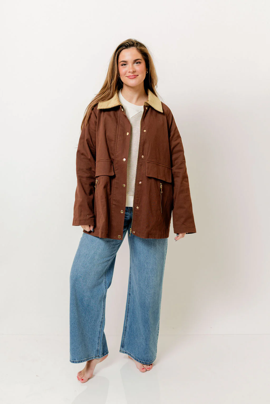 Tania Cotton Barn Jacket in Mocha *Final Sale* - Image 2